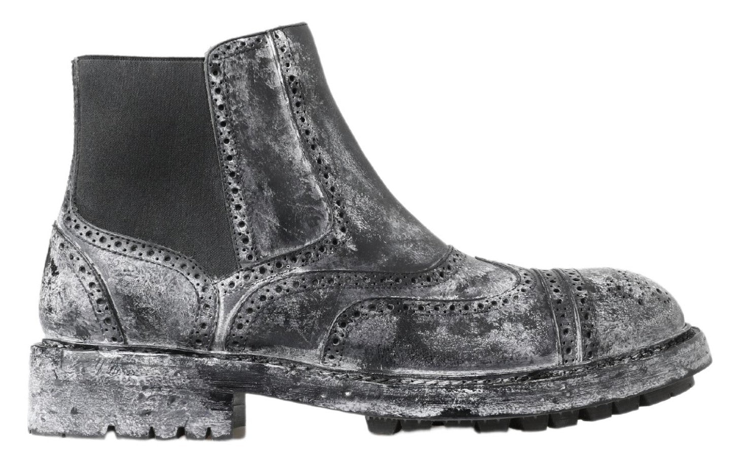 Dolce & Gabbana black and grey leather ankle boots