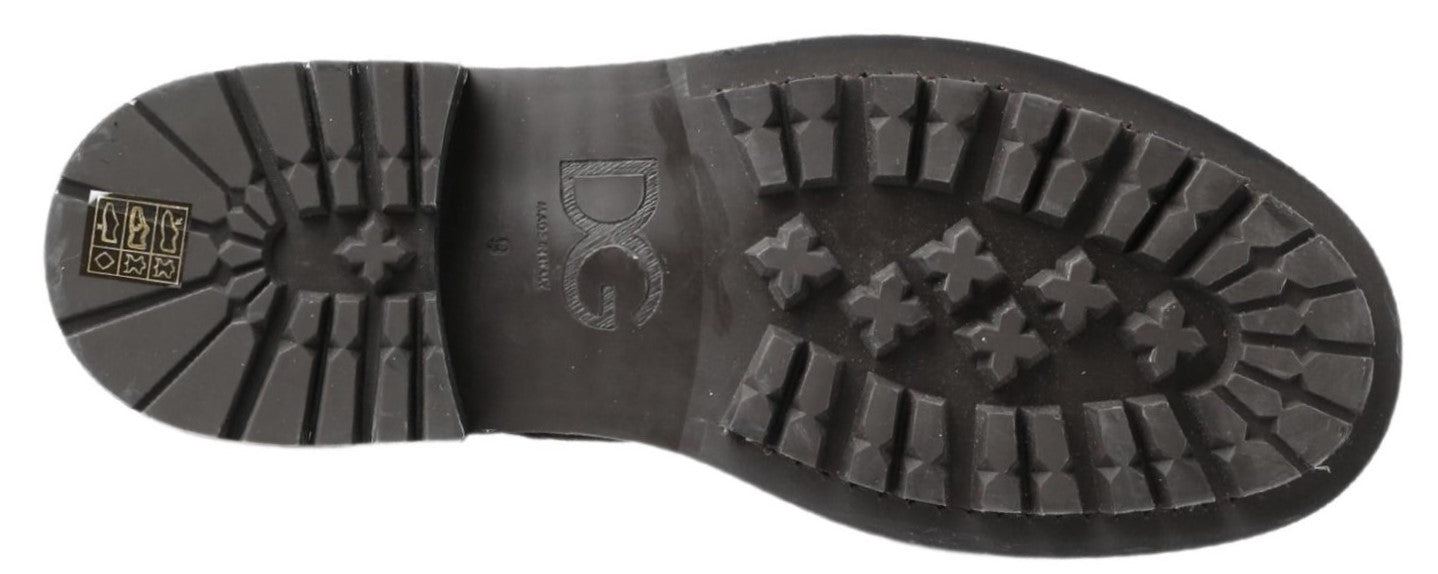 Dolce & Gabbana Schwarz Gray Leder Mid Calf Stiefel Schuhe-3