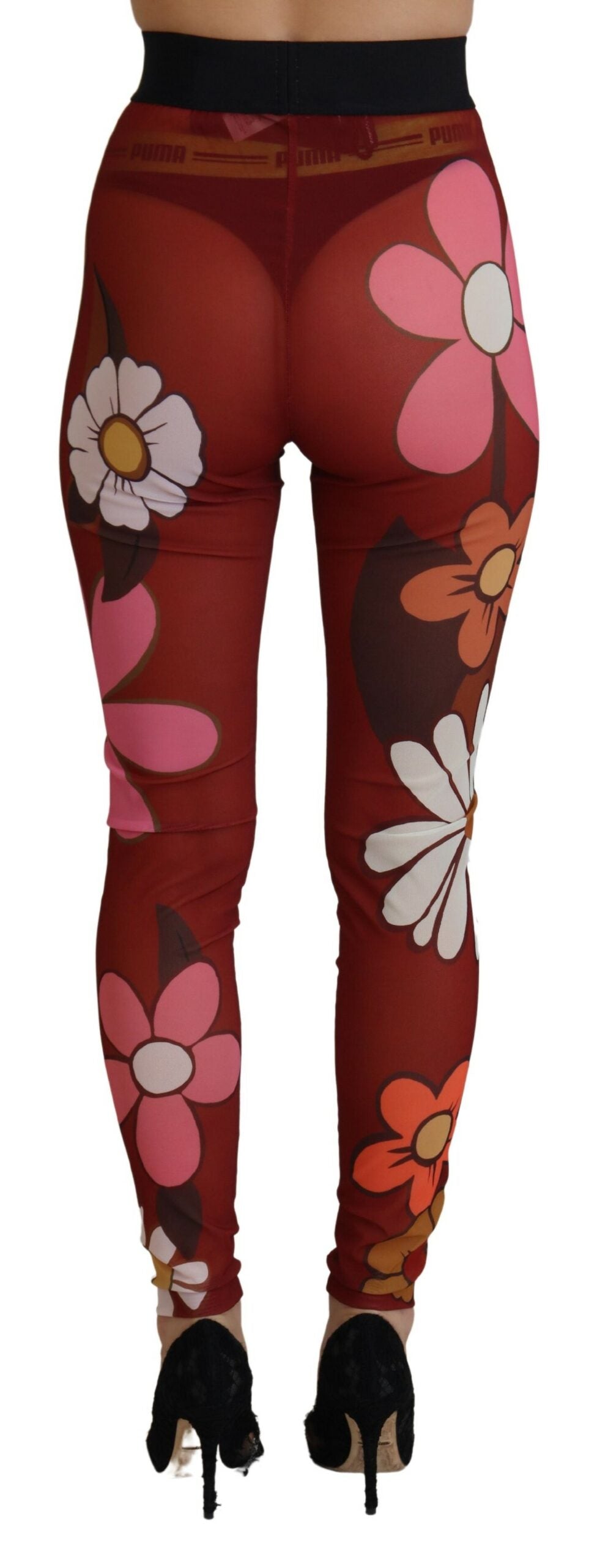 Dolce & Gabbana Red Floral Leggings Stretch Waist Pants-3