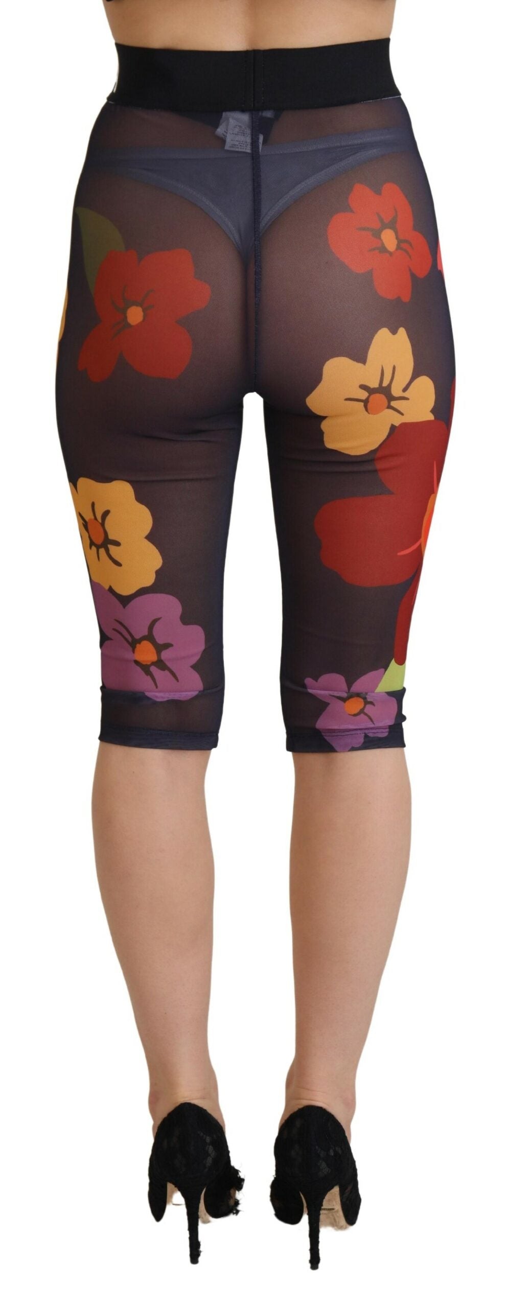 Dolce & Gabbana Black leggings with floral pattern and stretch waist-3