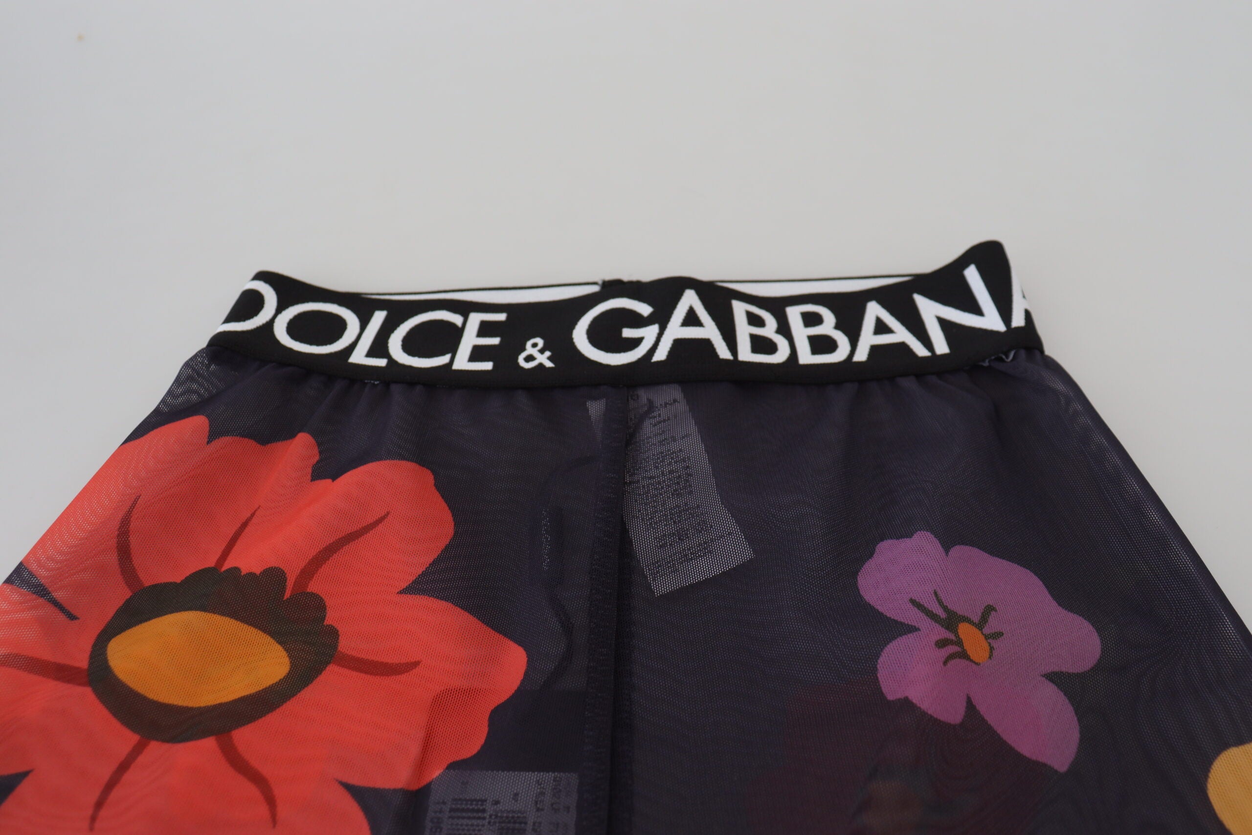 Dolce & Gabbana Black leggings with floral pattern and stretch waist-4