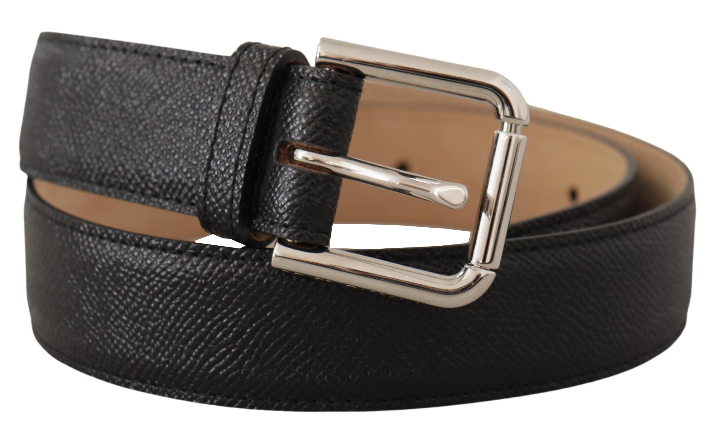 Dolce & Gabbana Black Calfskin Brown Back End Metal Buckle Belt-3