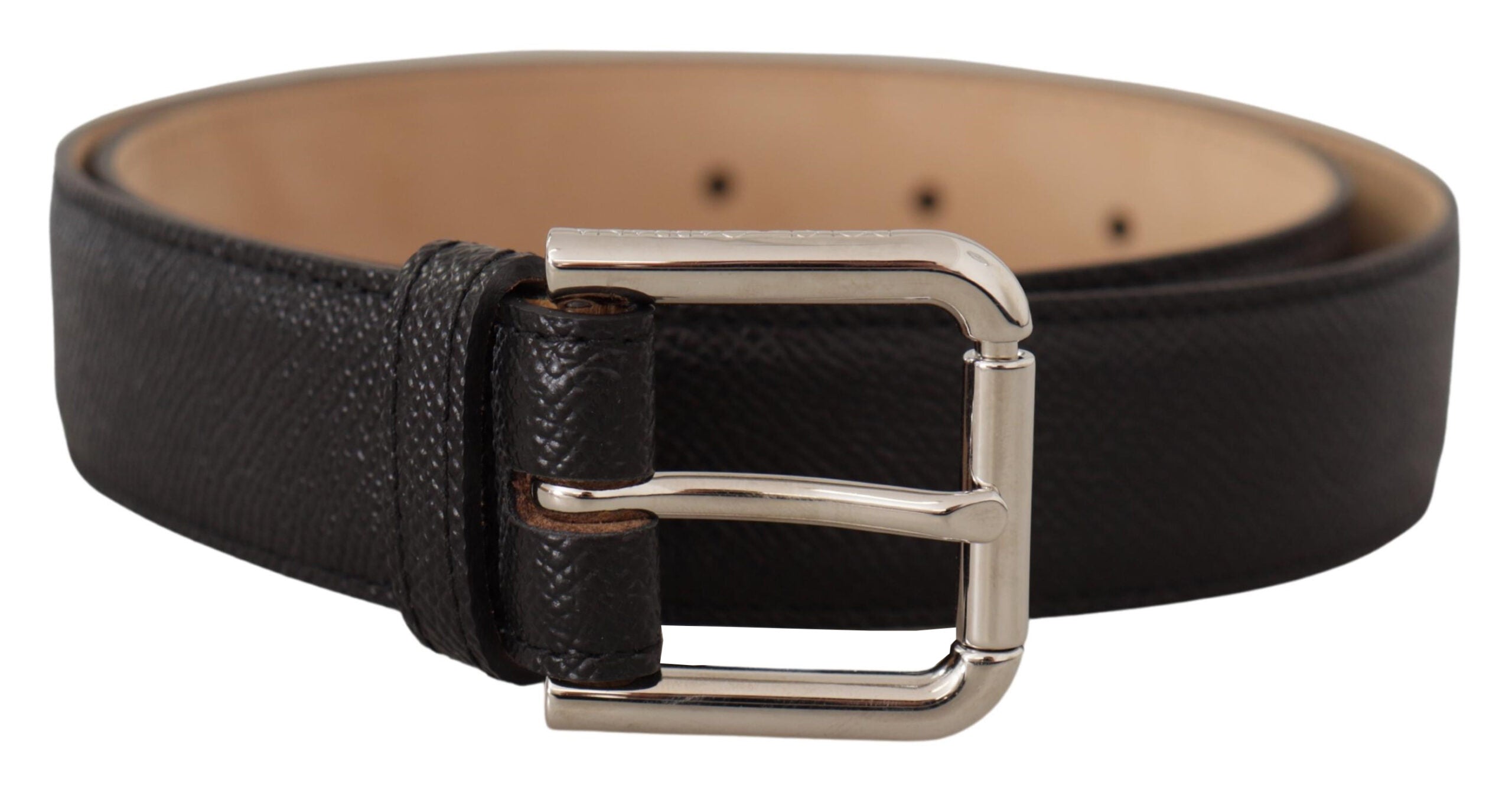 Dolce & Gabbana Black Calfskin Brown Back End Metal Buckle Belt-1