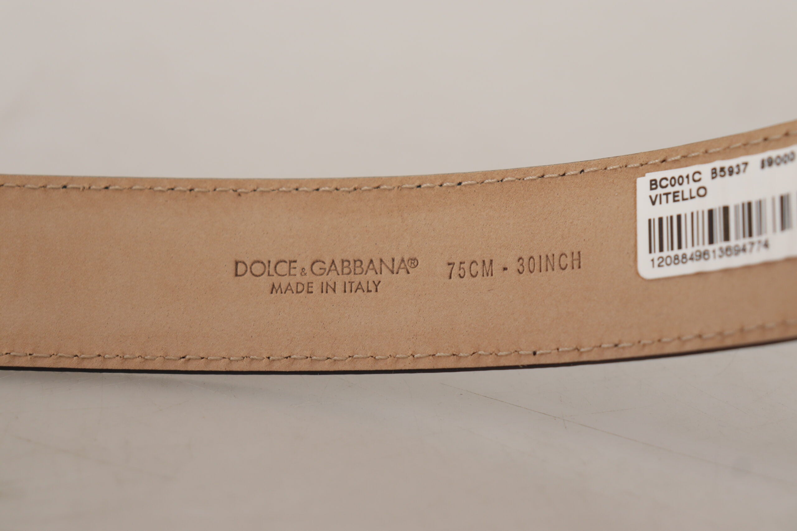 Dolce & Gabbana Black Calfskin Brown Back End Metal Buckle Belt-4