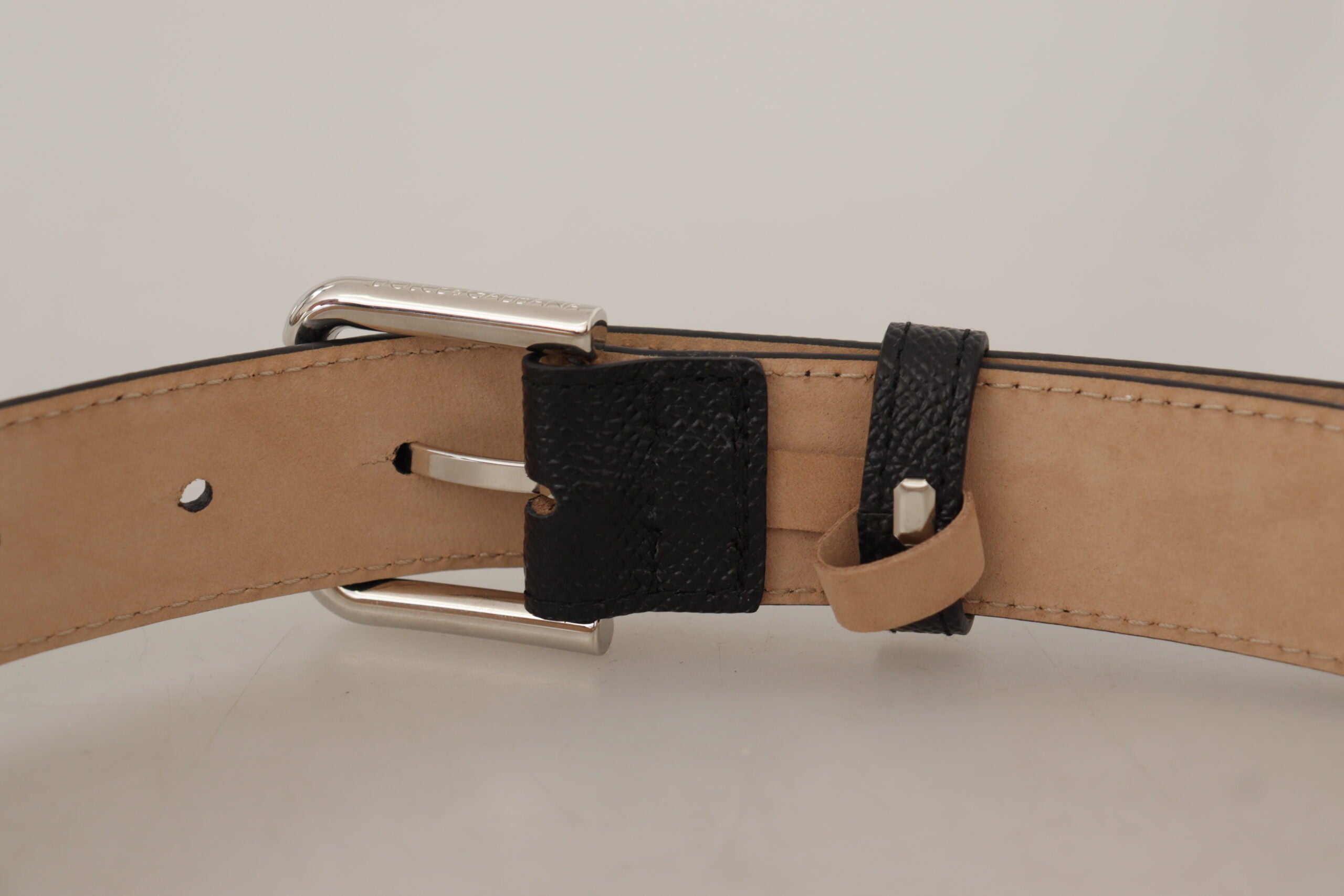 Dolce & Gabbana Black Calfskin Brown Back End Metal Buckle Belt-6