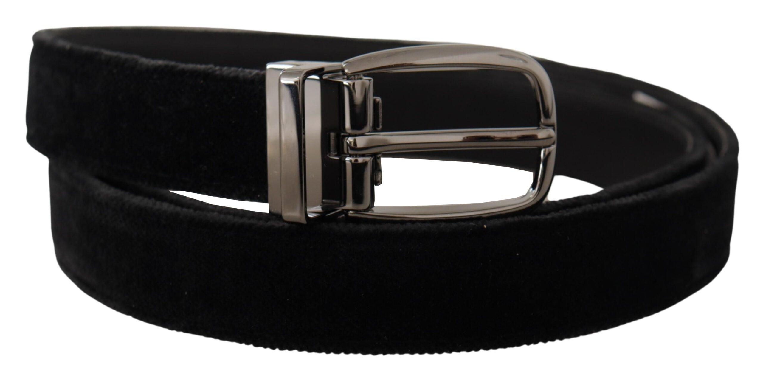 Cinturón de terciopelo negro Dolce & Gabbana con logotipo grabado en metal-2