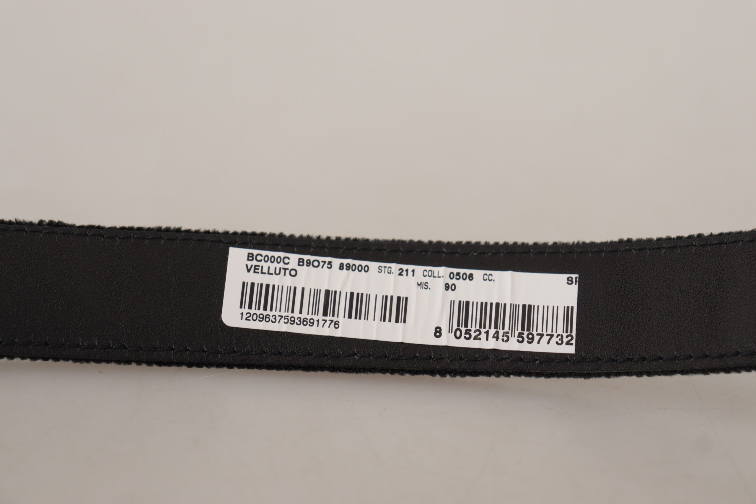 Cinturón de terciopelo negro Dolce & Gabbana con logotipo grabado en metal-5