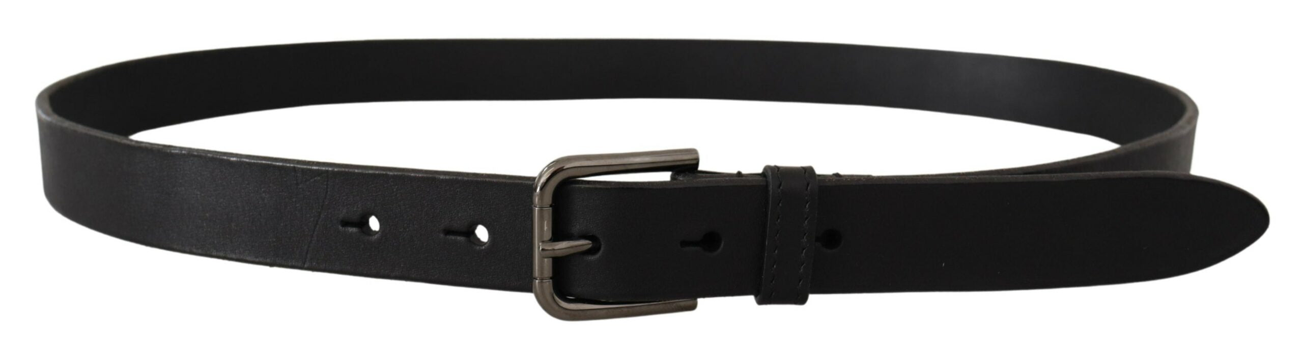 Dolce & Gabbana black calfskin leather belt with engraved logo and metal buckle-3