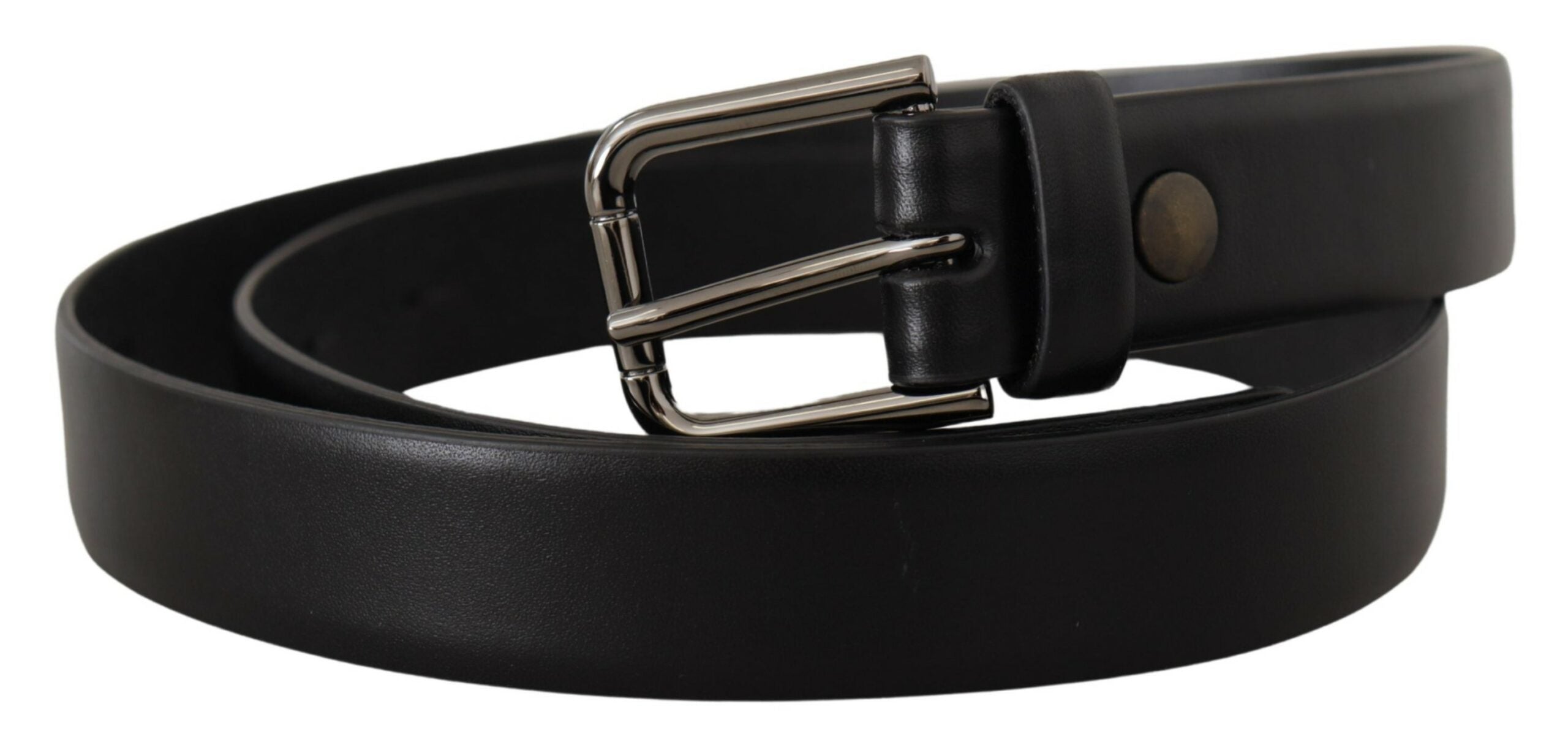 Cinturón Dolce & Gabbana de piel de becerro negra con logotipo clásico y hebilla metálica-2
