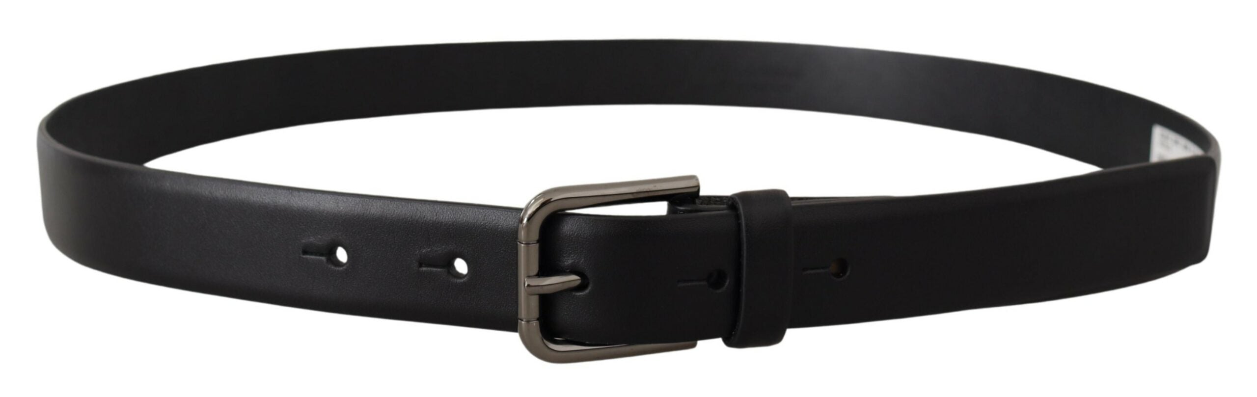 Cinturón Dolce & Gabbana de piel de becerro negra con logotipo clásico y hebilla metálica-3