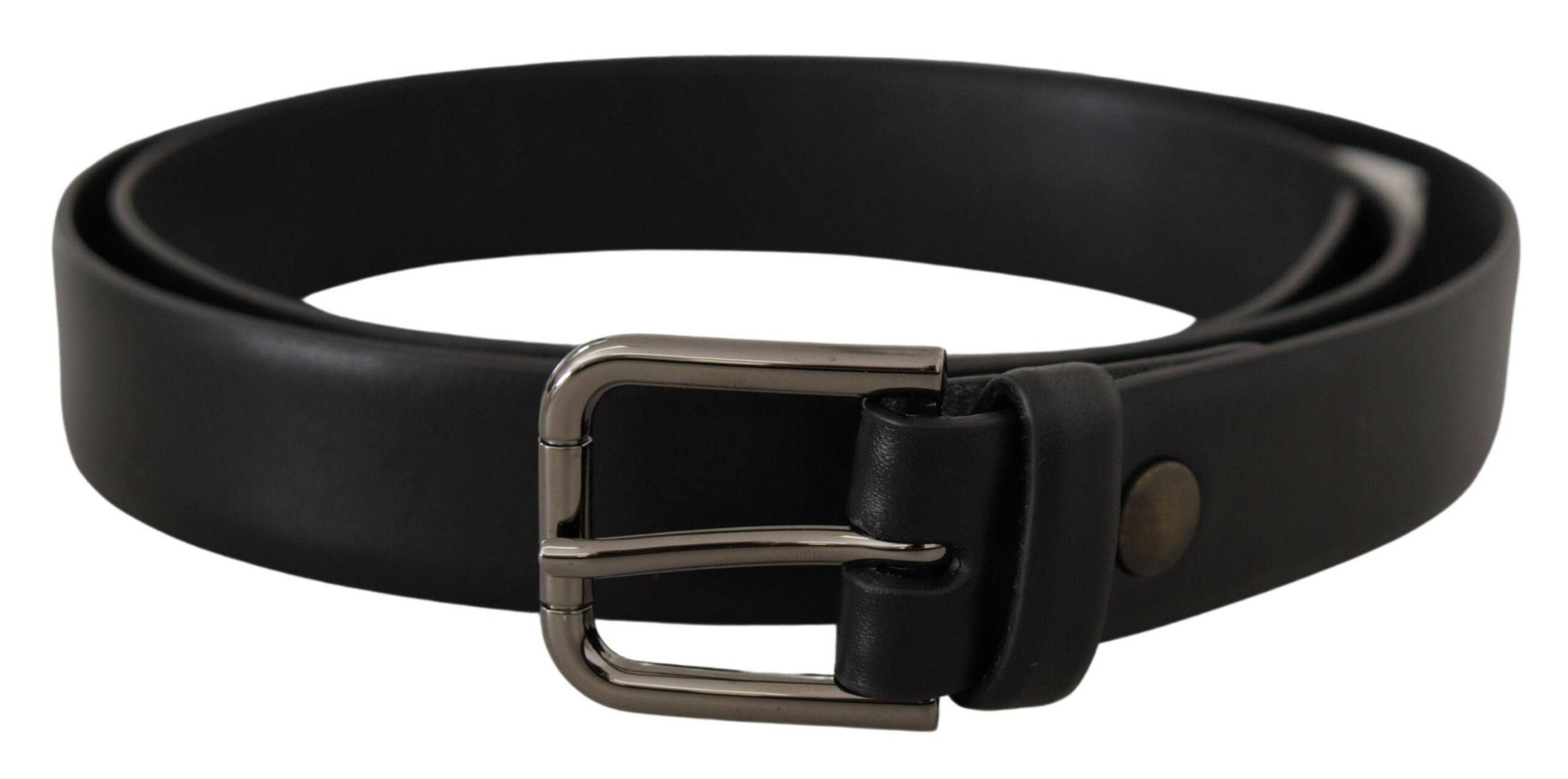 Cinturón Dolce & Gabbana de piel de becerro negra con logotipo clásico y hebilla metálica-1