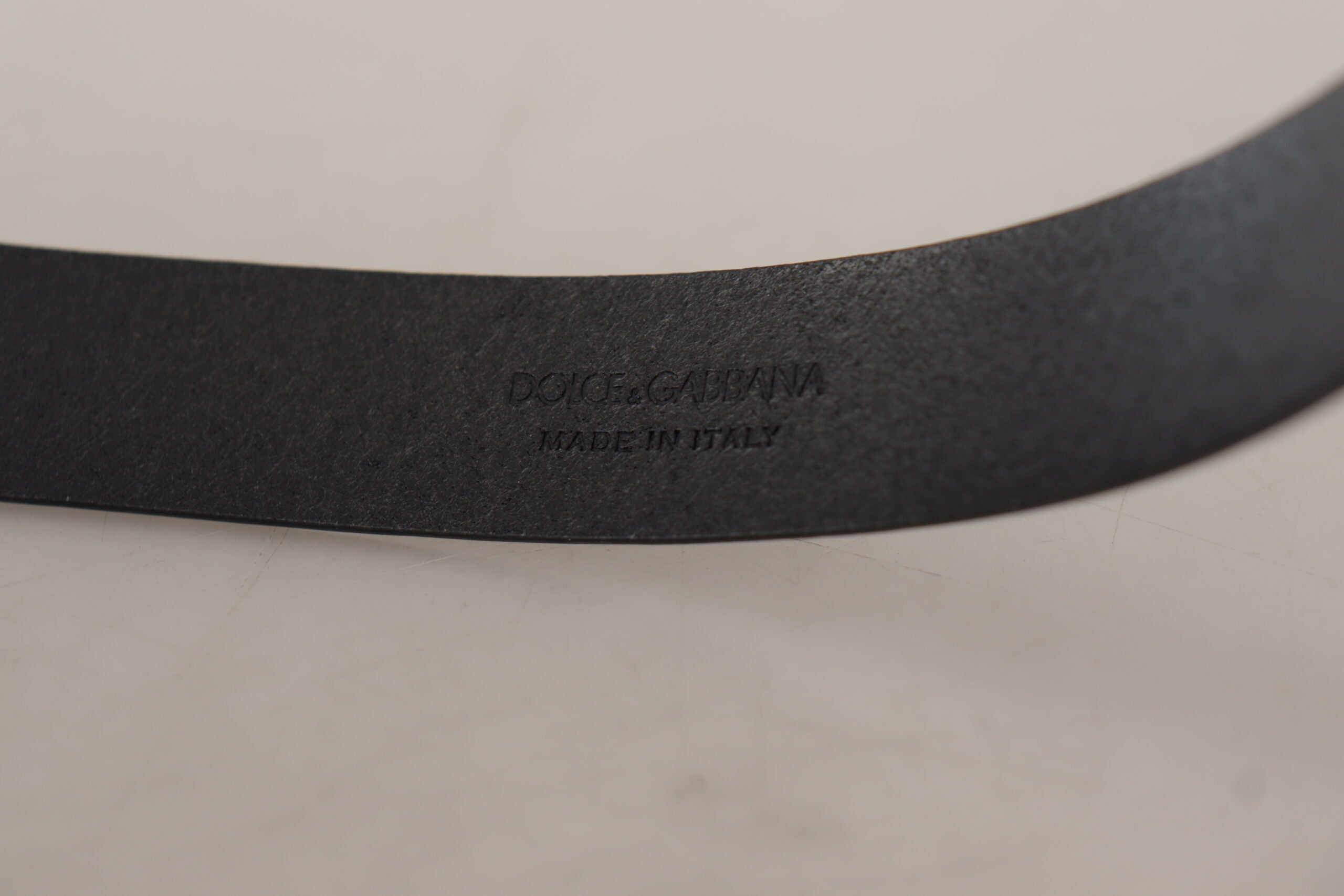 Cinturón Dolce & Gabbana de piel de becerro negra con logotipo clásico y hebilla metálica-4