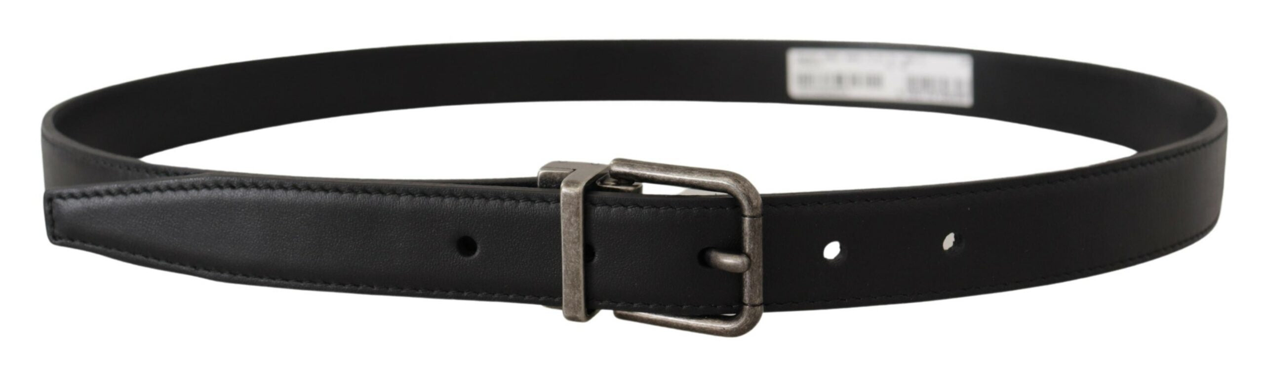 Dolce & Gabbana Black Smooth Leather Vintage Logo Metal Buckle Belt-3