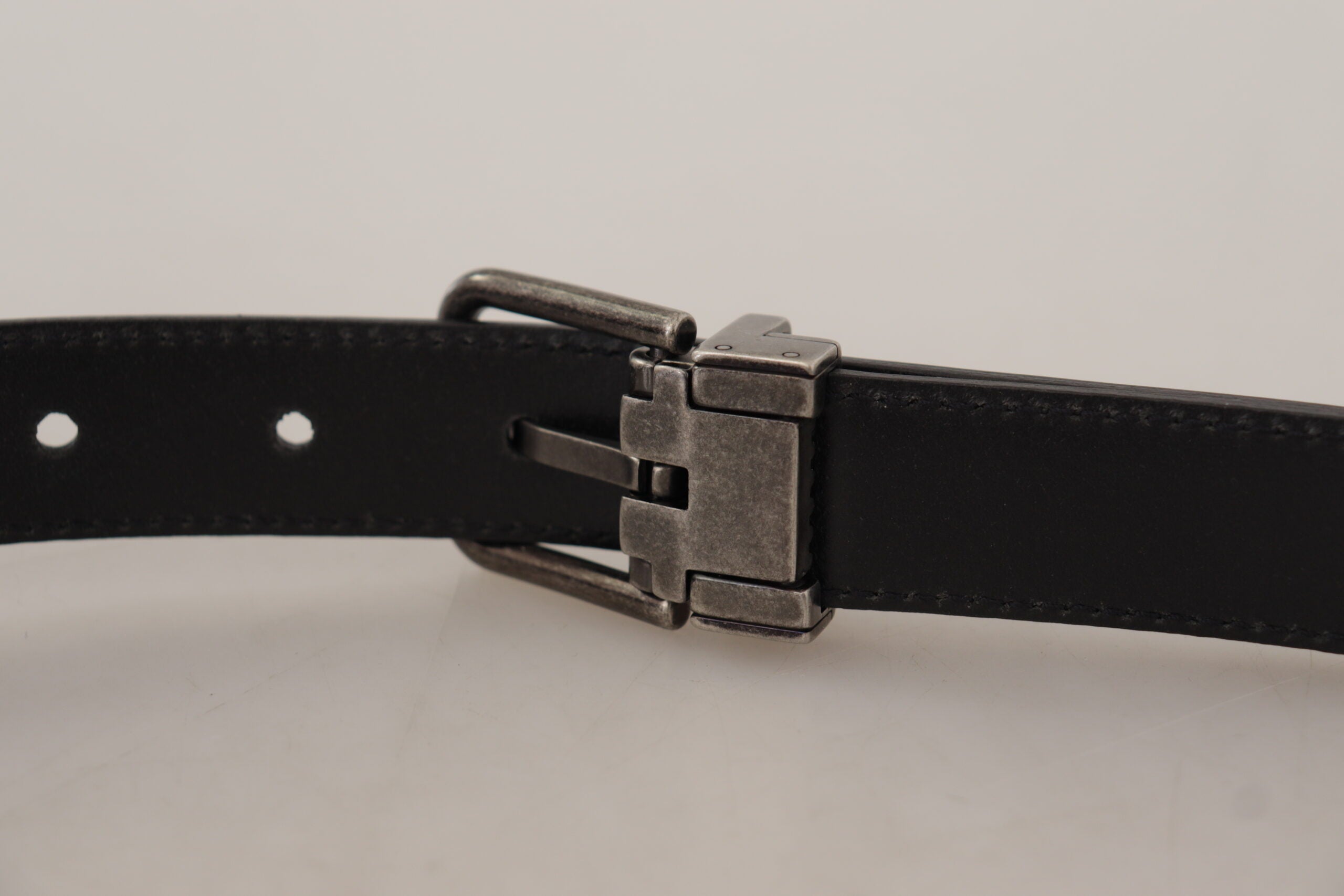 Dolce & Gabbana Black Smooth Leather Vintage Logo Metal Buckle Belt-4