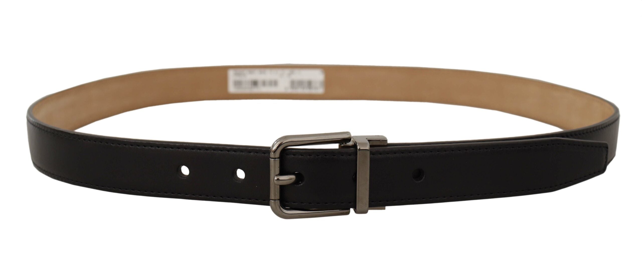 Dolce & Gabbana black calfskin leather belt with engraved logo and metal buckle-6