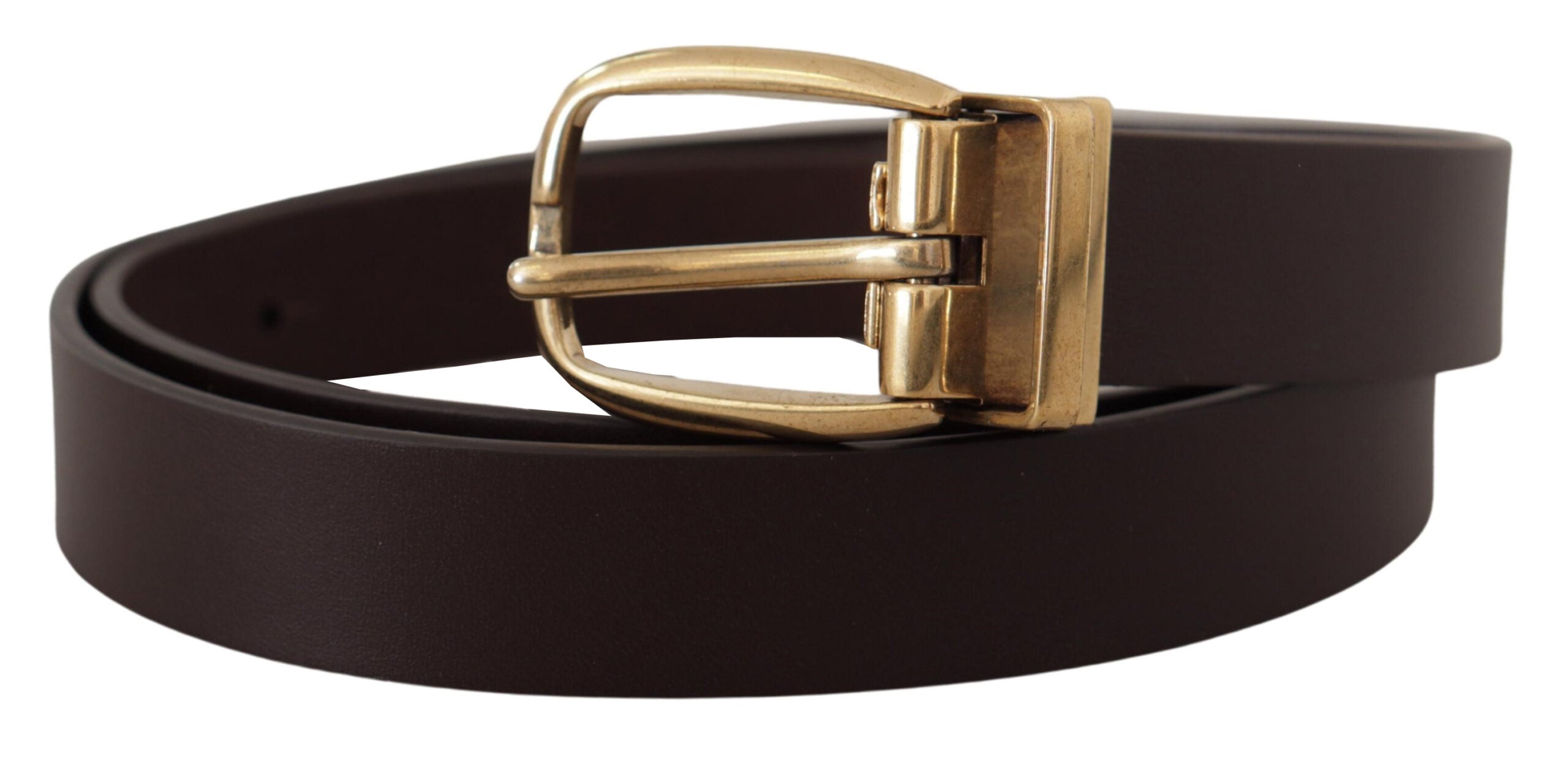 Dolce & Gabbana Dunkelbraunes Kalbsleder Goldfarbene Metallschnalle-2