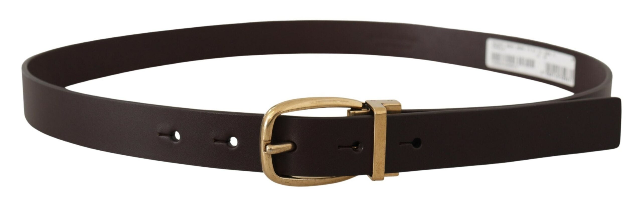 Dolce & Gabbana Dunkelbraunes Kalbsleder Goldfarbene Metallschnalle-3