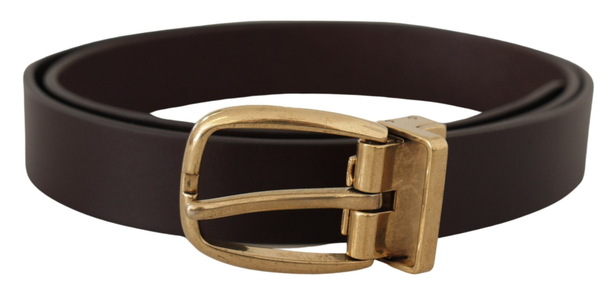 Dolce & Gabbana Dunkelbraunes Kalbsleder Goldfarbene Metallschnalle-1