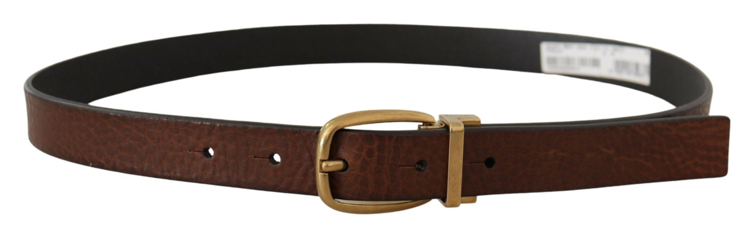Cinturón de piel marrón Dolce & Gabbana con hebilla metálica de estilo vintage-2