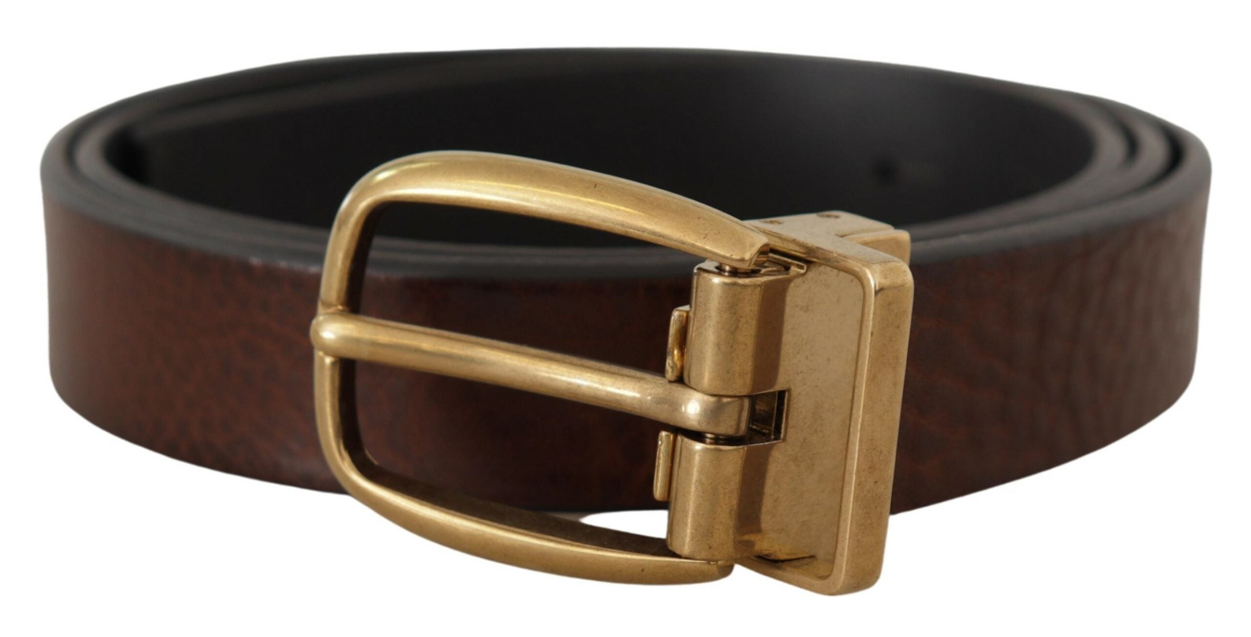 Cinturón de piel marrón Dolce & Gabbana con hebilla metálica de estilo vintage-3