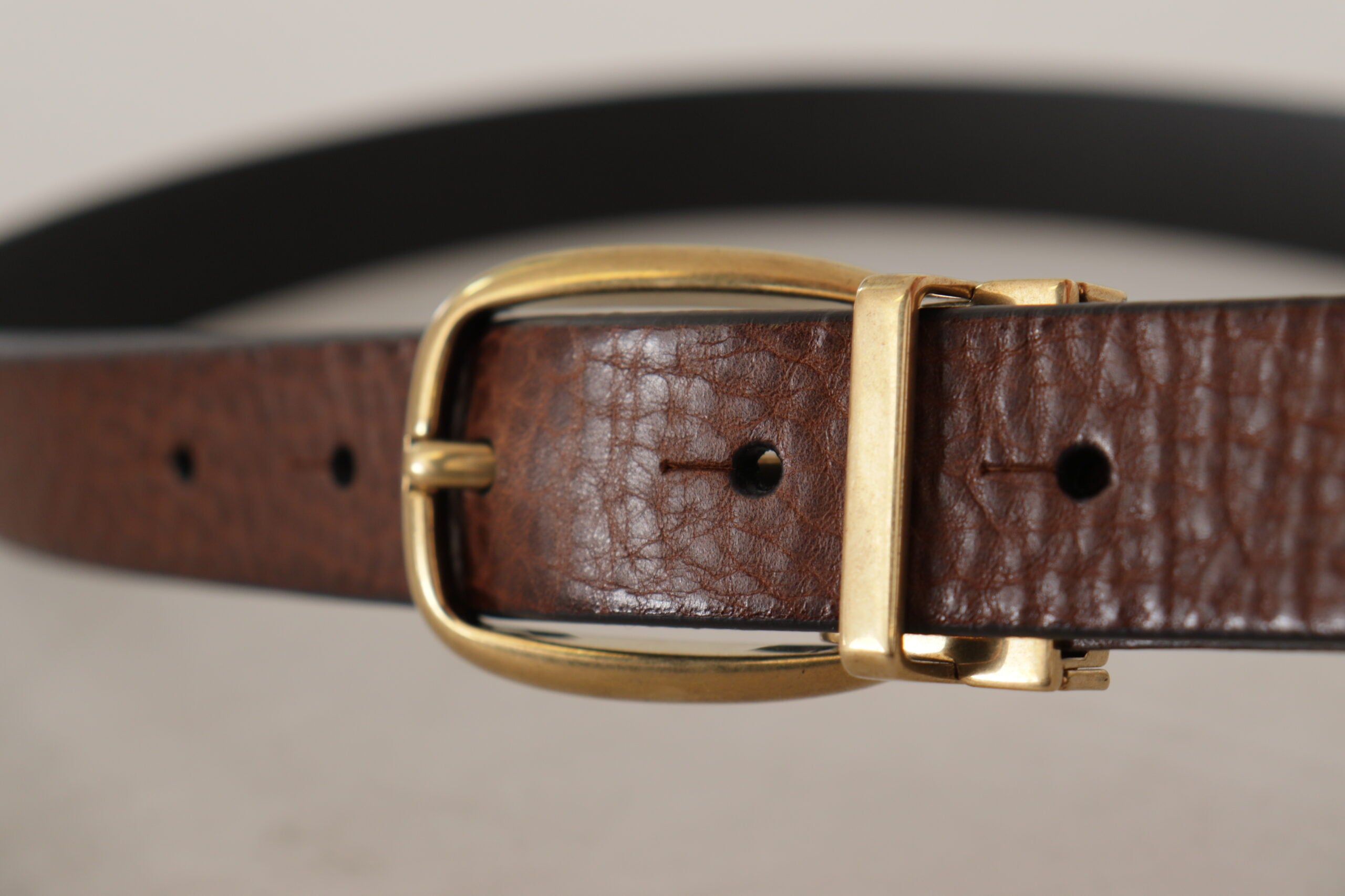 Cinturón de piel marrón Dolce & Gabbana con hebilla metálica de estilo vintage-5