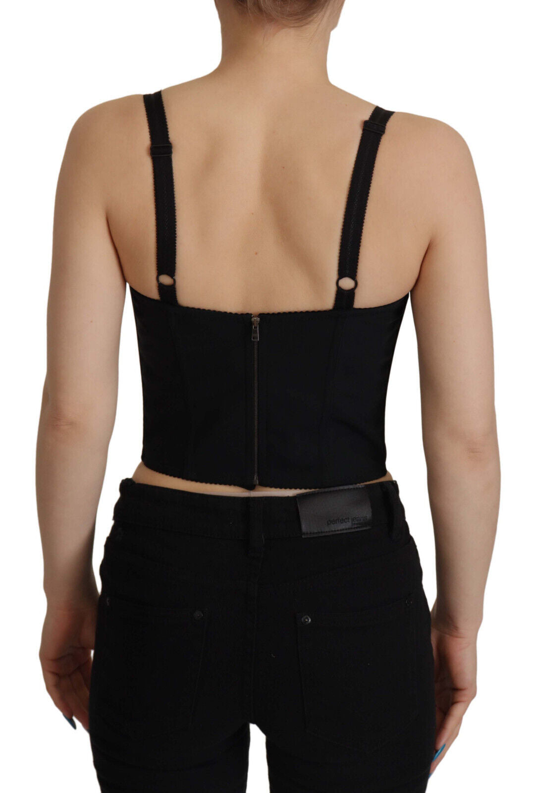 Blusa Siciliana con patchwork negro y top corto con corsé de Dolce & Gabbana-3