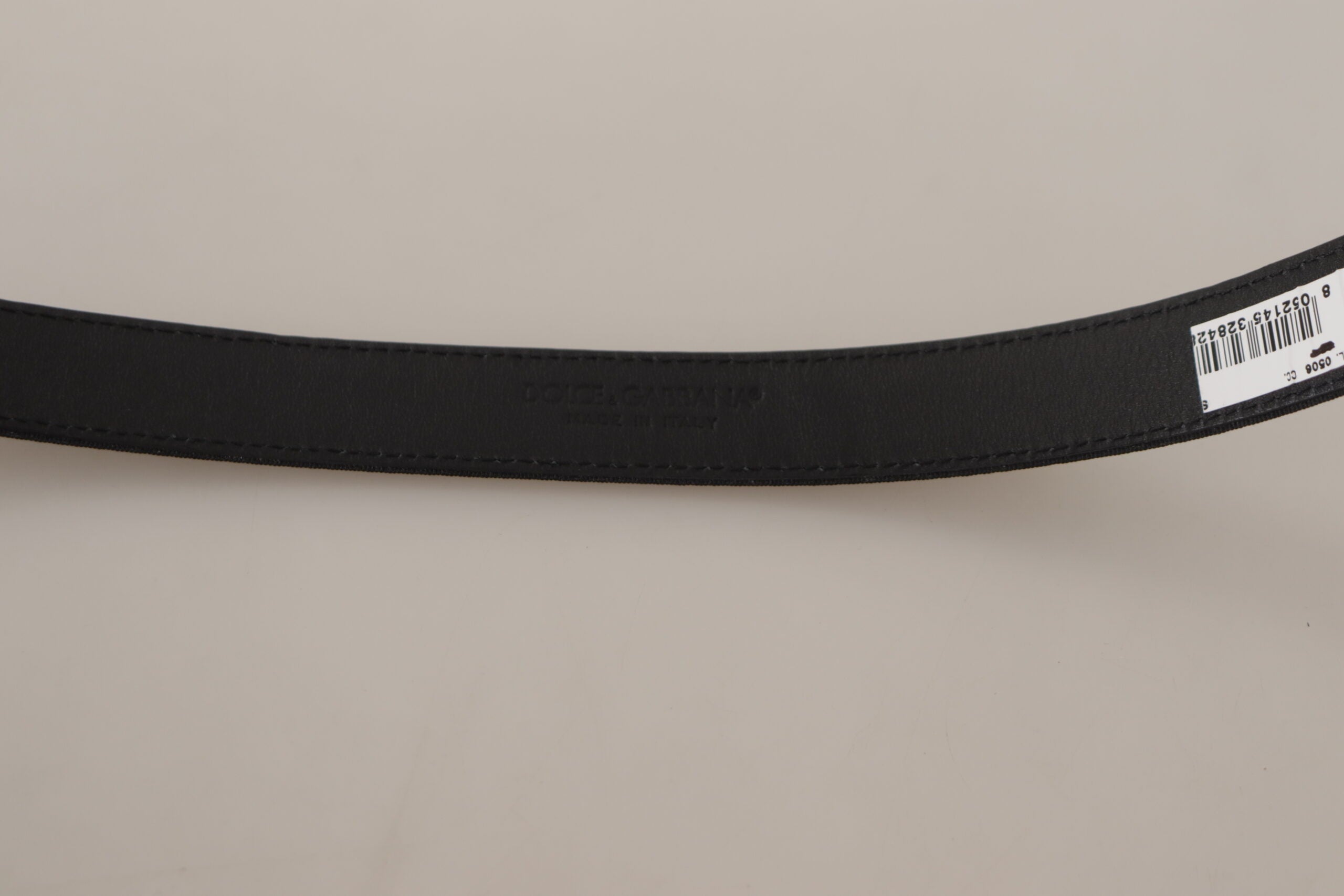 Dolce & Gabbana Schwarzes Kalbsleinen Silberfarbener Logo-Metallgürtel-4