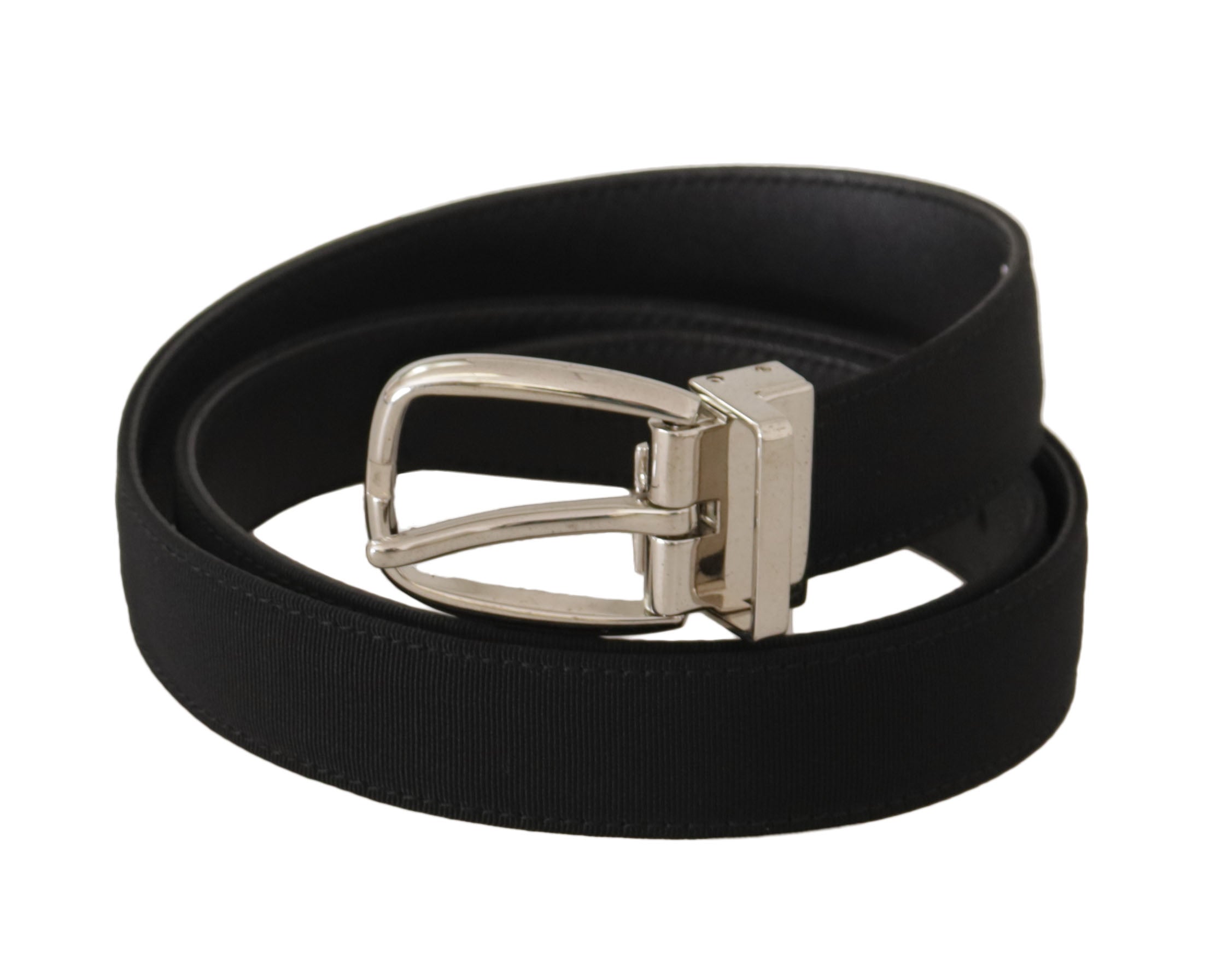 Dolce & Gabbana Gürtel Schwarzes Kalbsleder Silberfarbene Metallschnalle-3