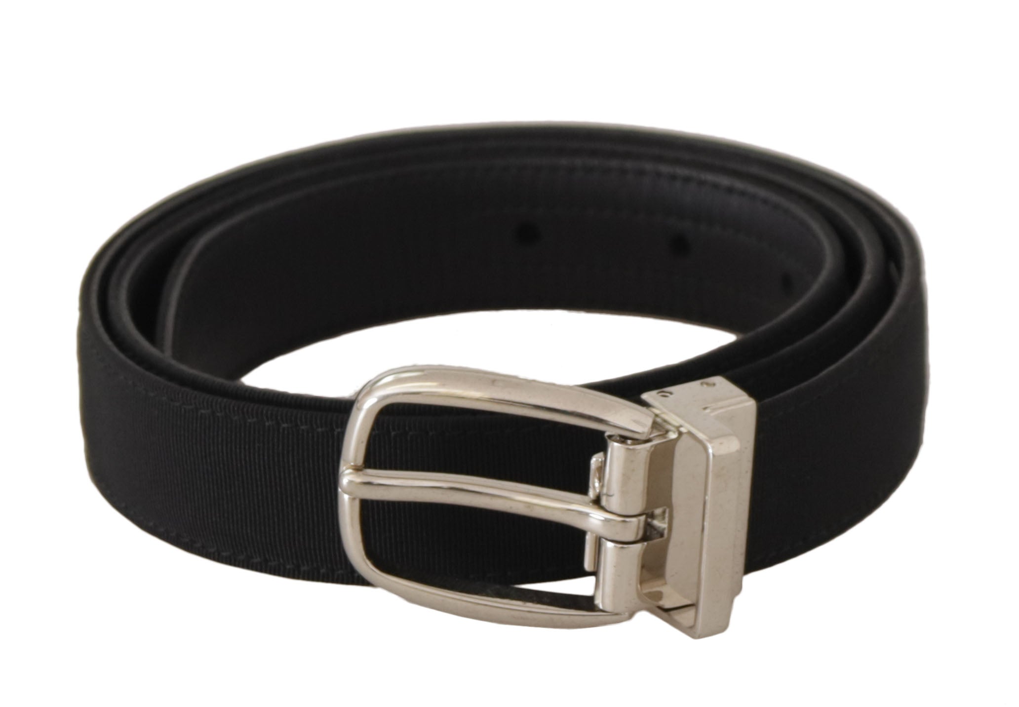 Dolce & Gabbana Gürtel Schwarzes Kalbsleder Silberfarbene Metallschnalle-1
