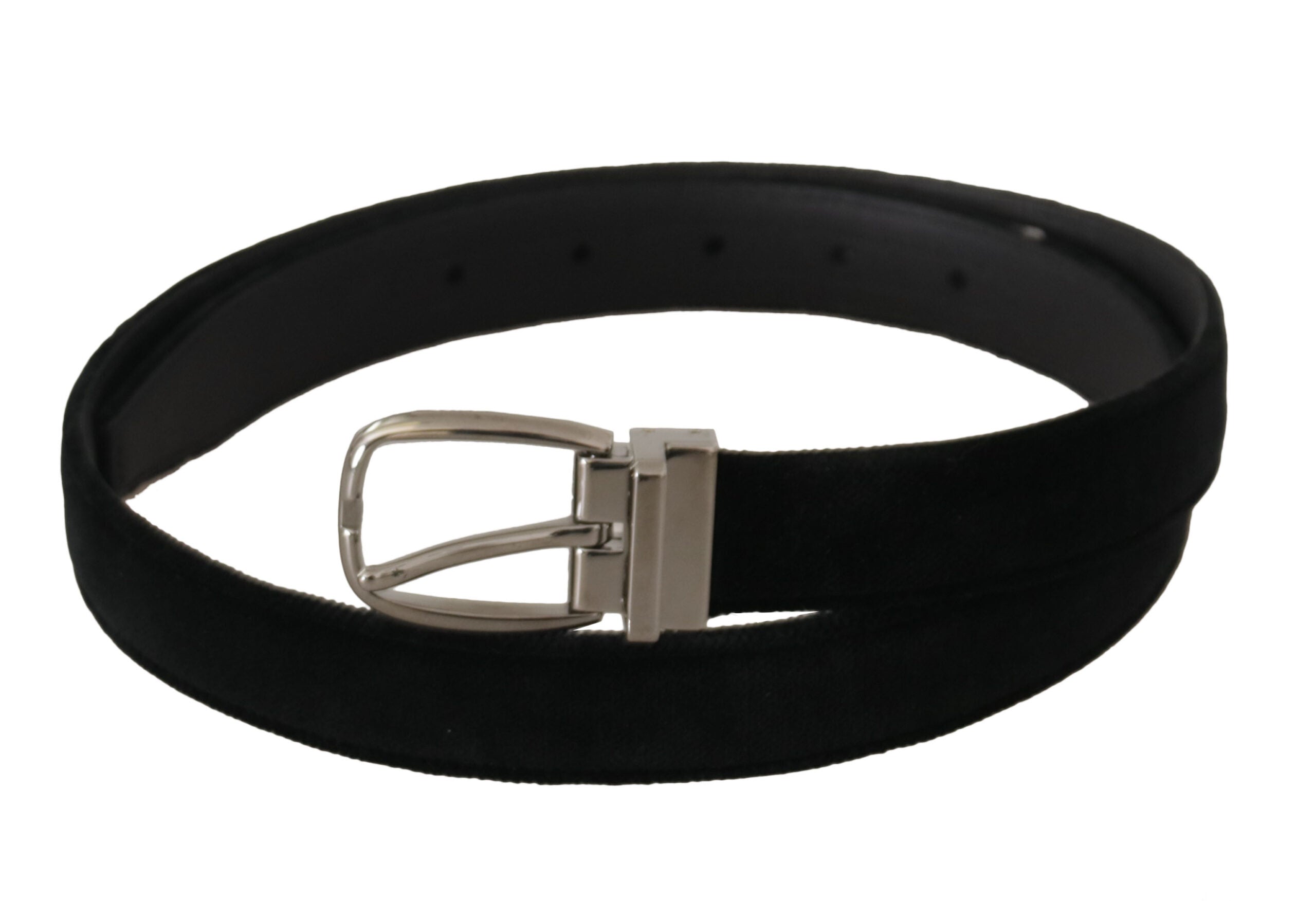 Dolce & Gabbana classic black velvet belt with silver-tone metal buckle-2