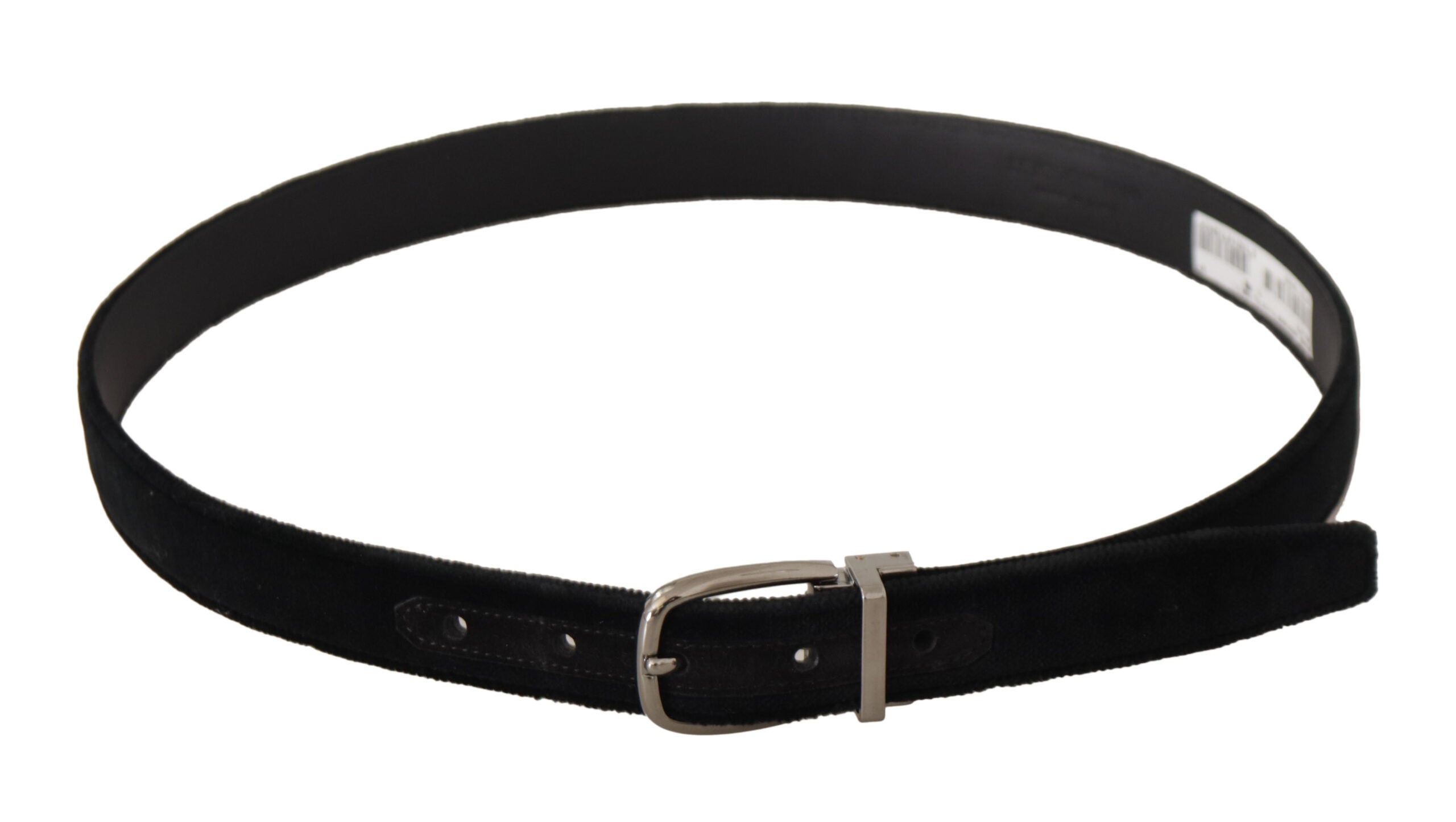 Dolce & Gabbana classic black velvet belt with silver-tone metal buckle-3
