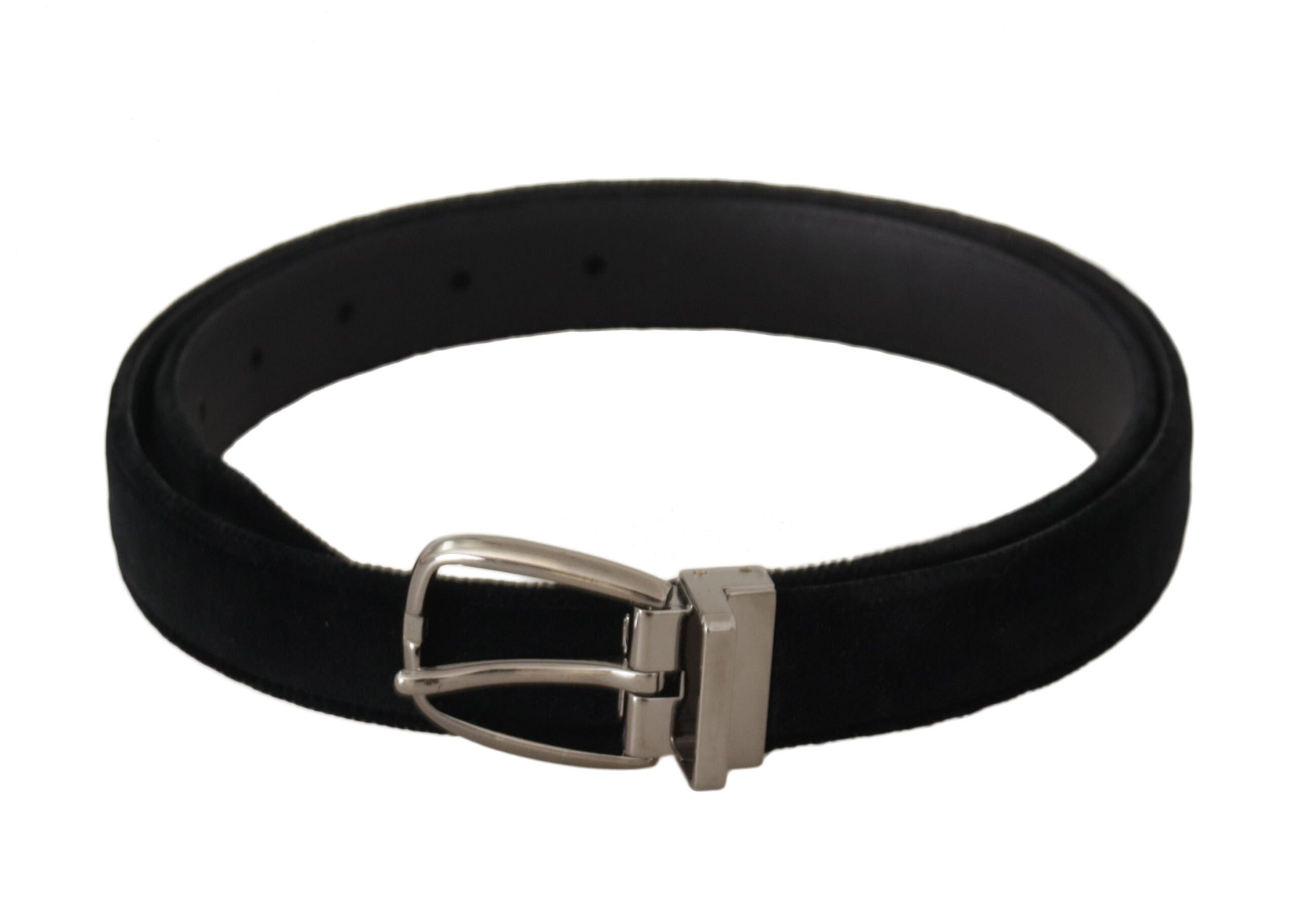 Dolce & Gabbana classic black velvet belt with silver-tone metal buckle-1