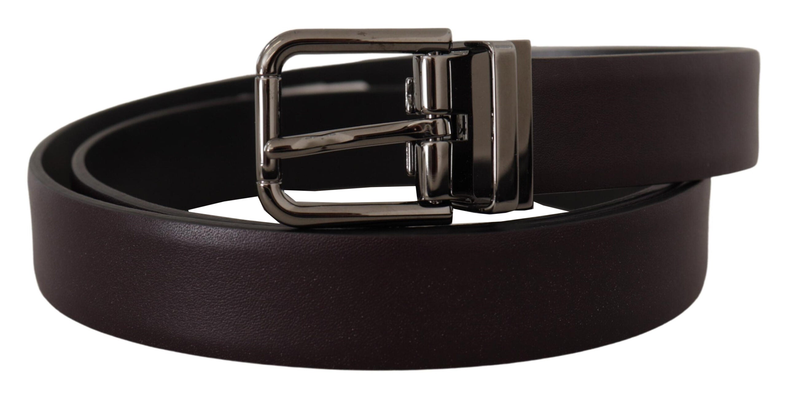 Dolce & Gabbana Dark Purple Leather Box Borchia Metal Buckle Belt-2