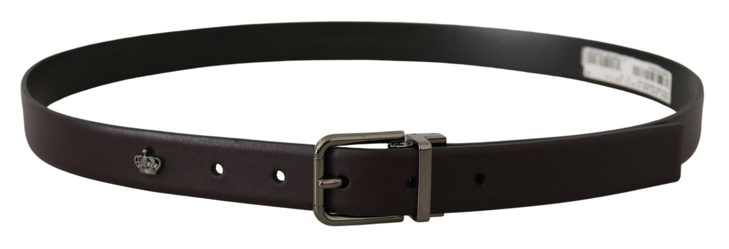 Dolce & Gabbana Dark Purple Leather Box Borchia Metal Buckle Belt-3