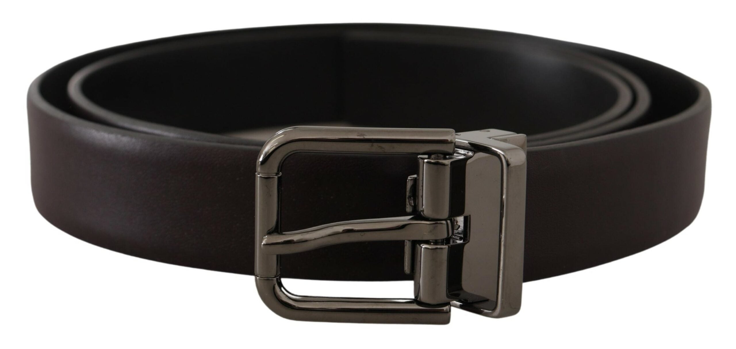 Dolce & Gabbana Dark Purple Leather Box Borchia Metal Buckle Belt-1