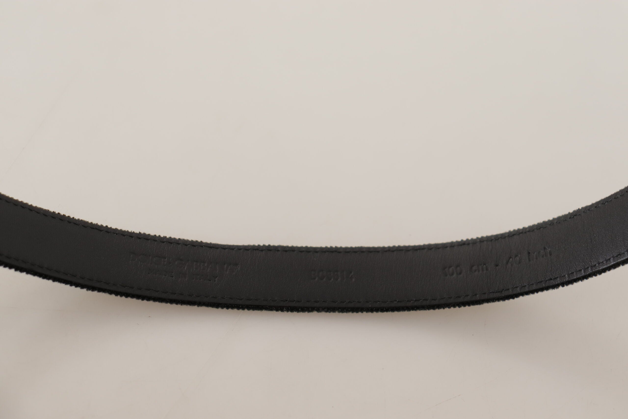 Dolce & Gabbana black casual velvet belt with silver metal logo buckle-4
