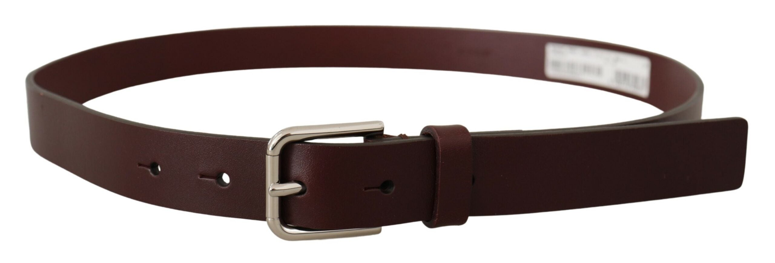 Cinturón Dolce & Gabbana de piel de becerro color castaño con hebilla metálica plateada-3
