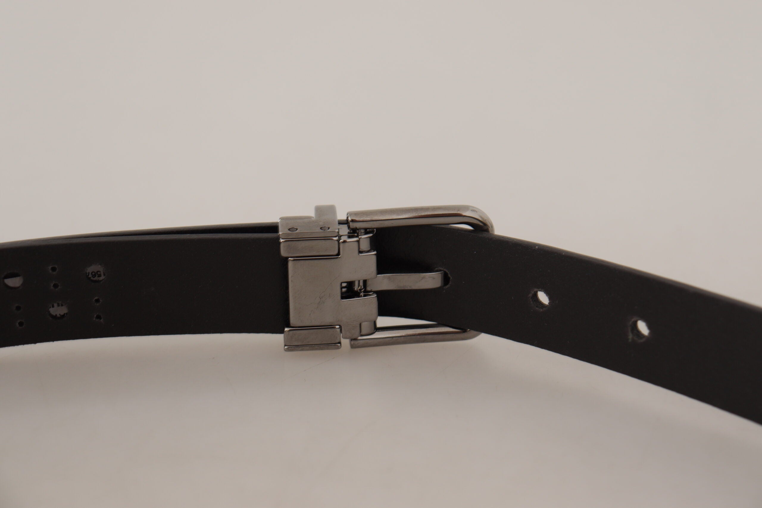 Dolce & Gabbana Dark Purple Perforated Leather Metal Buckle Belt-4