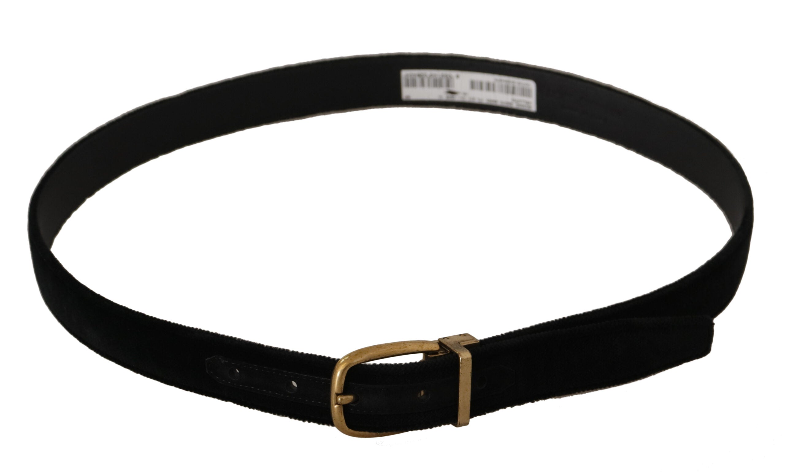 Dolce & Gabbana black velvet leather belt with gold-tone metal buckle-2