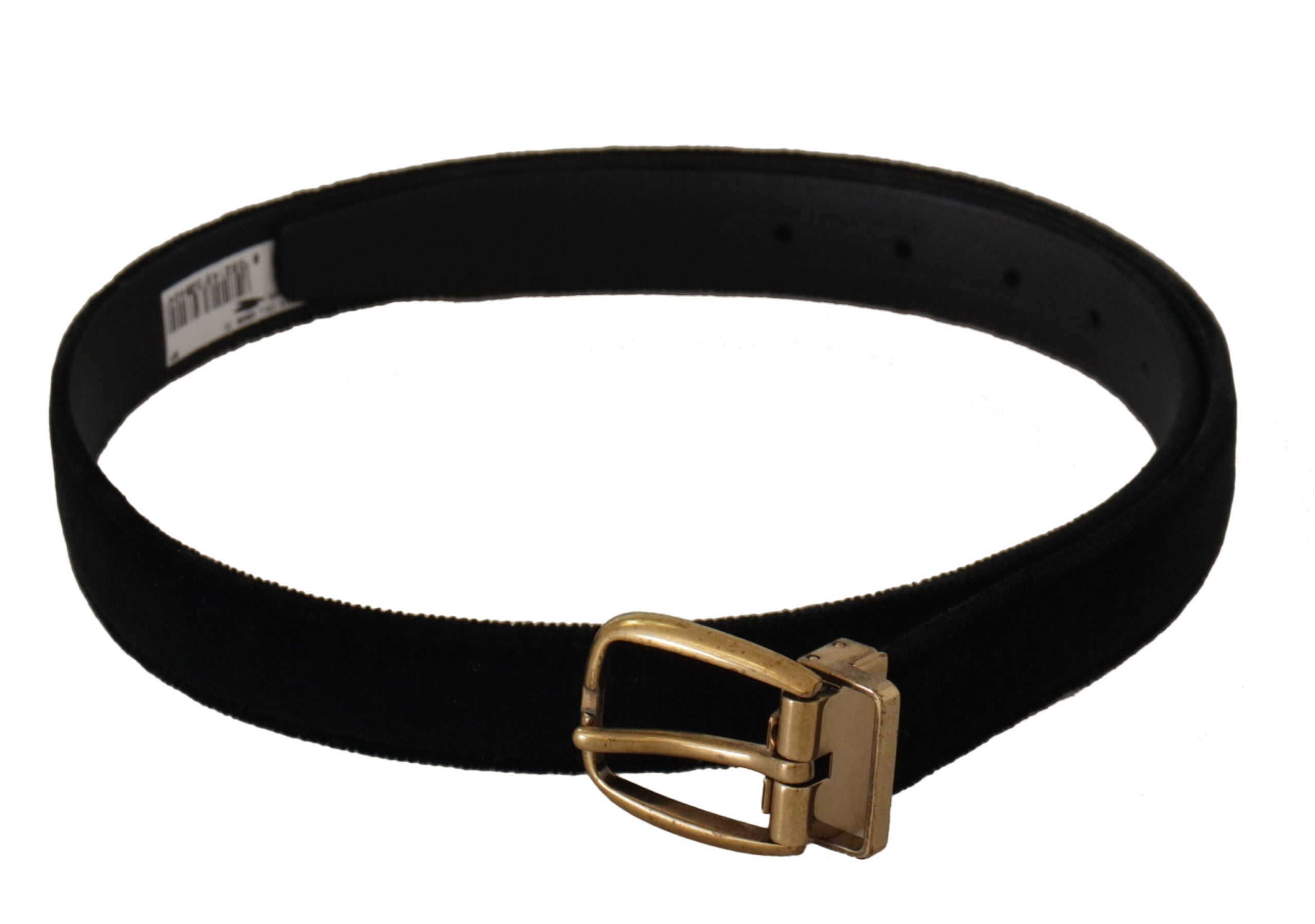 Dolce & Gabbana black velvet leather belt with gold-tone metal buckle-1