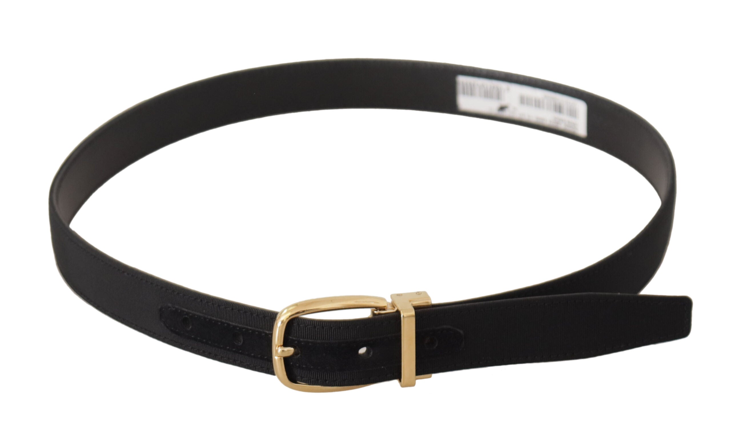 Dolce & Gabbana black canvas leather belt with gold metal buckle-3
