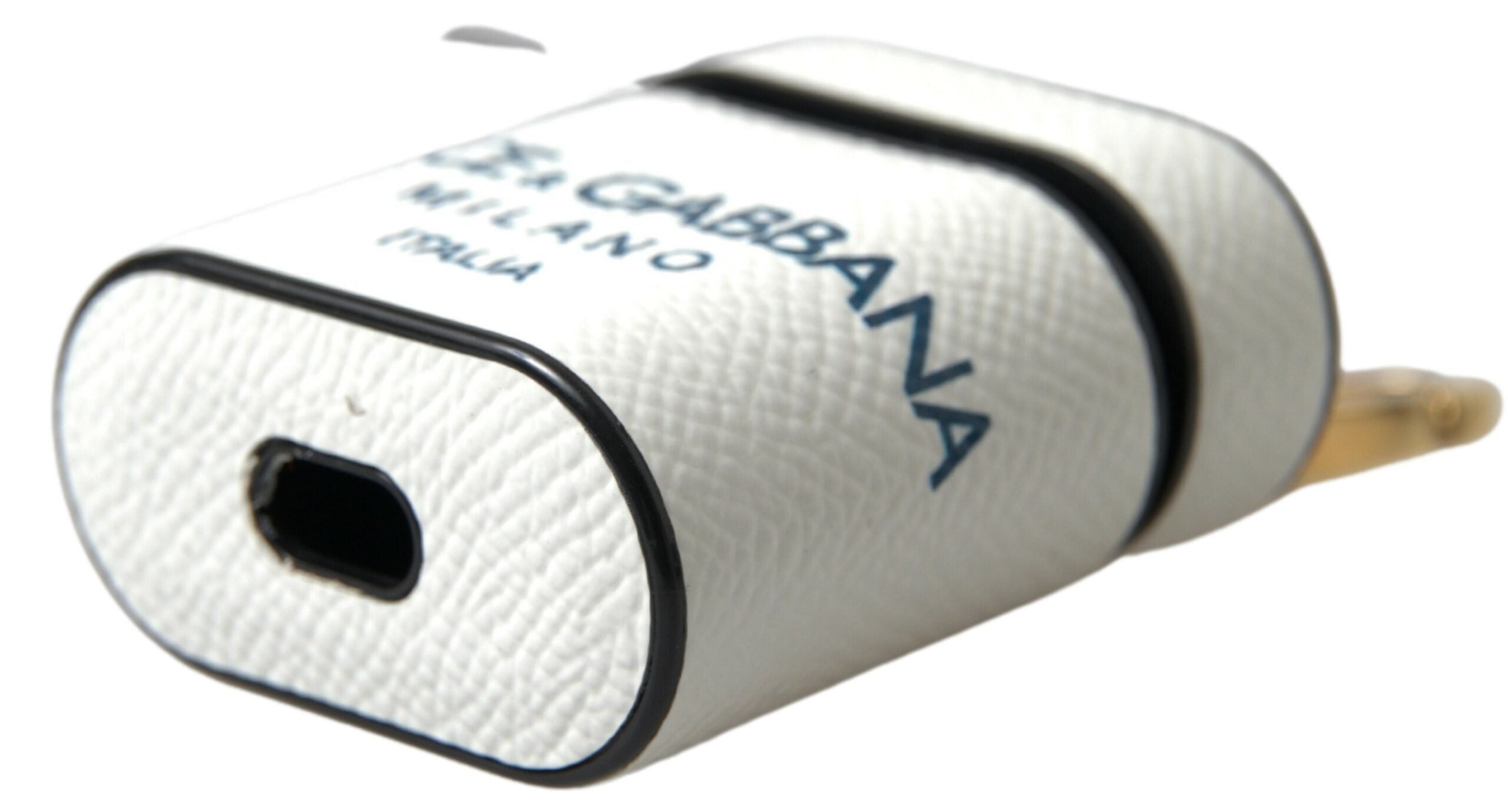Dolce & Gabbana White and Blue Calfskin Logo Print Strap AirPods Case-3