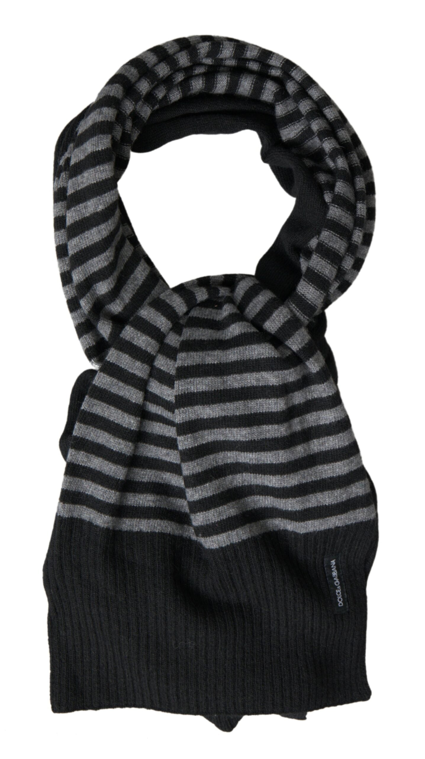 Dolce & Gabbana black and grey striped wool scarf for the neck-1