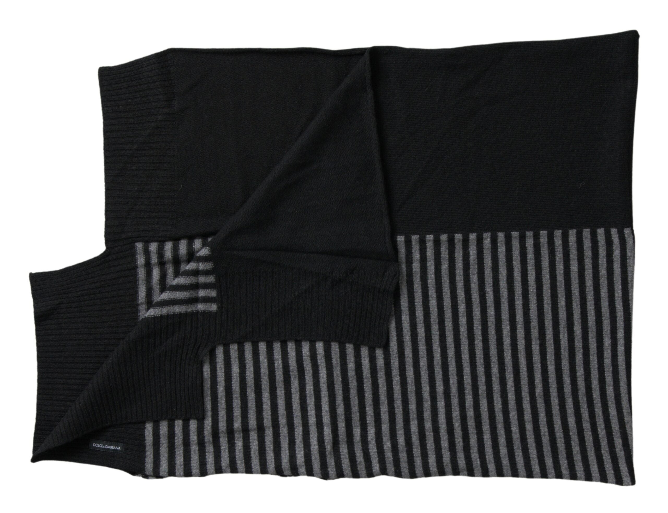 Dolce & Gabbana black and grey striped wool scarf for the neck-2