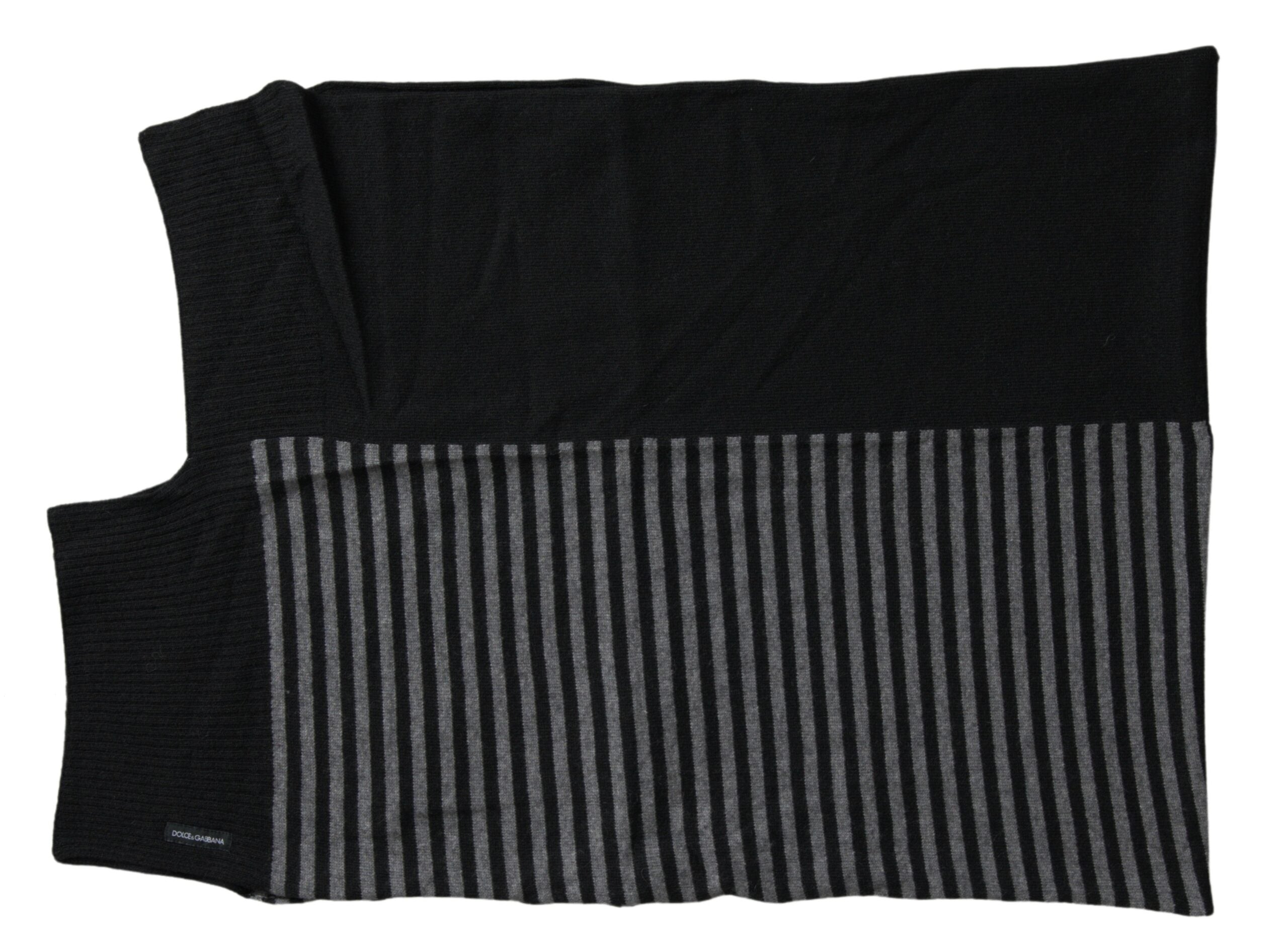 Dolce & Gabbana black and grey striped wool scarf for the neck-3