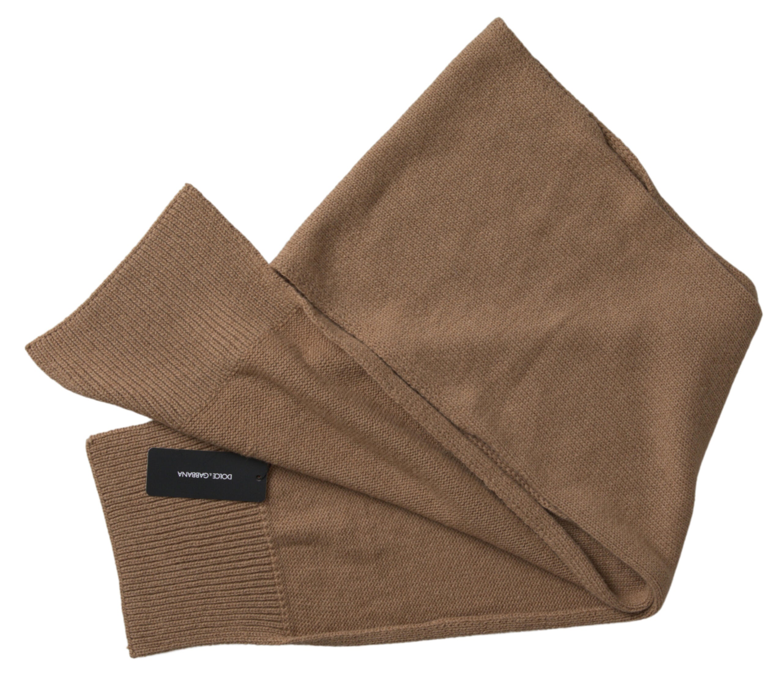 Dolce & Gabbana Brown Knitted Camel Wrap Scarf Foulard-1