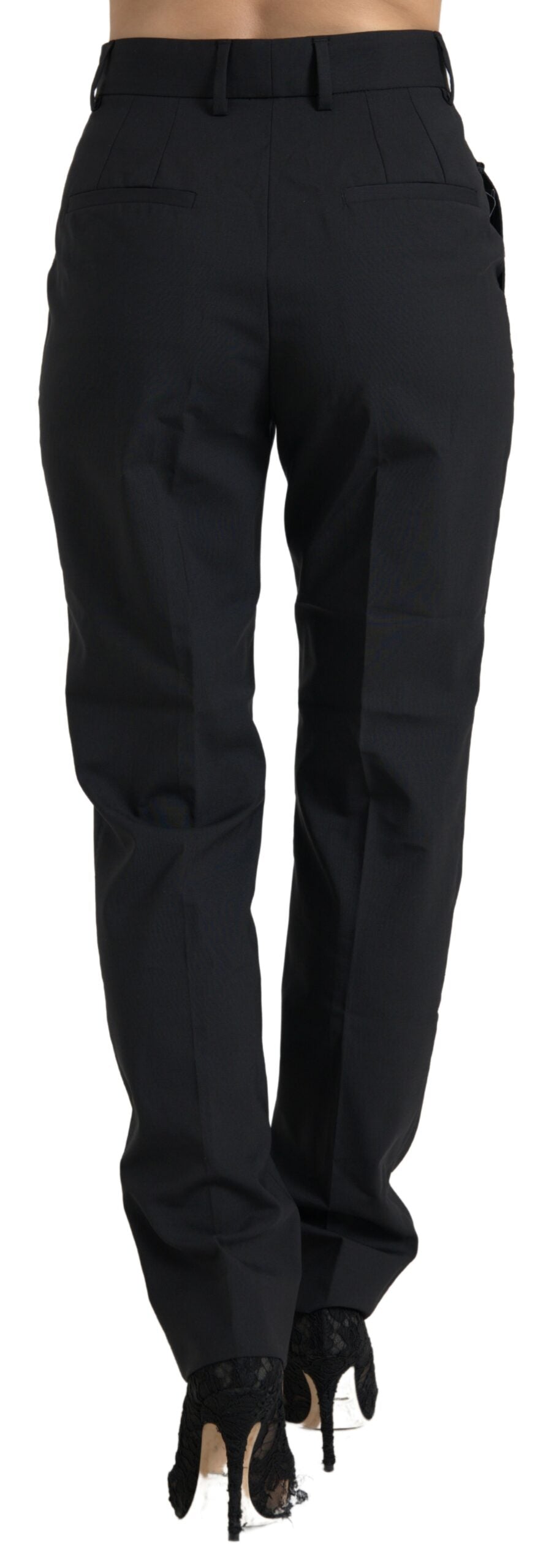Dolce & Gabbana Schwarze taillierte Hose aus Wolle-3