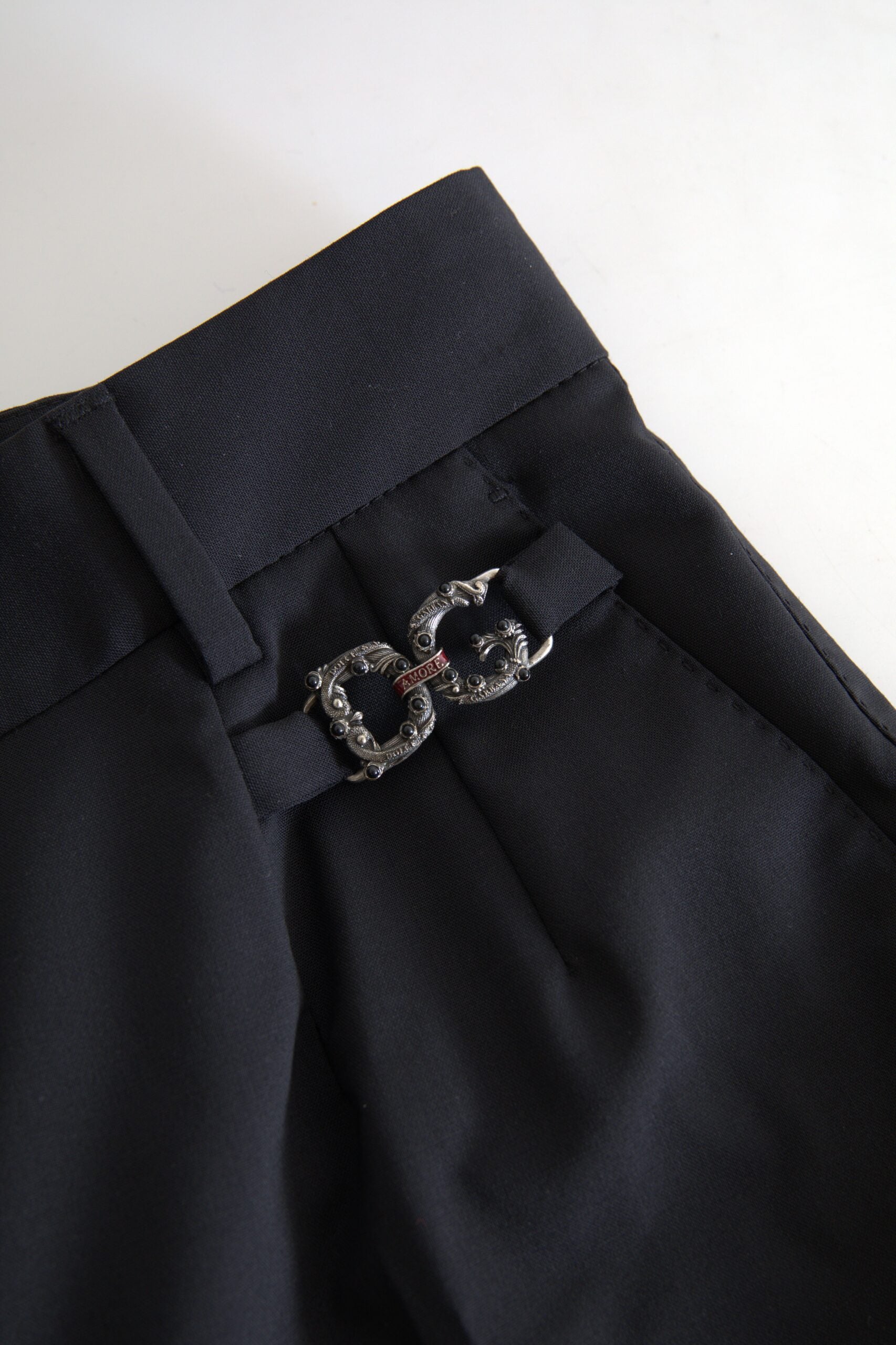 Dolce & Gabbana Schwarze taillierte Hose aus Wolle-4