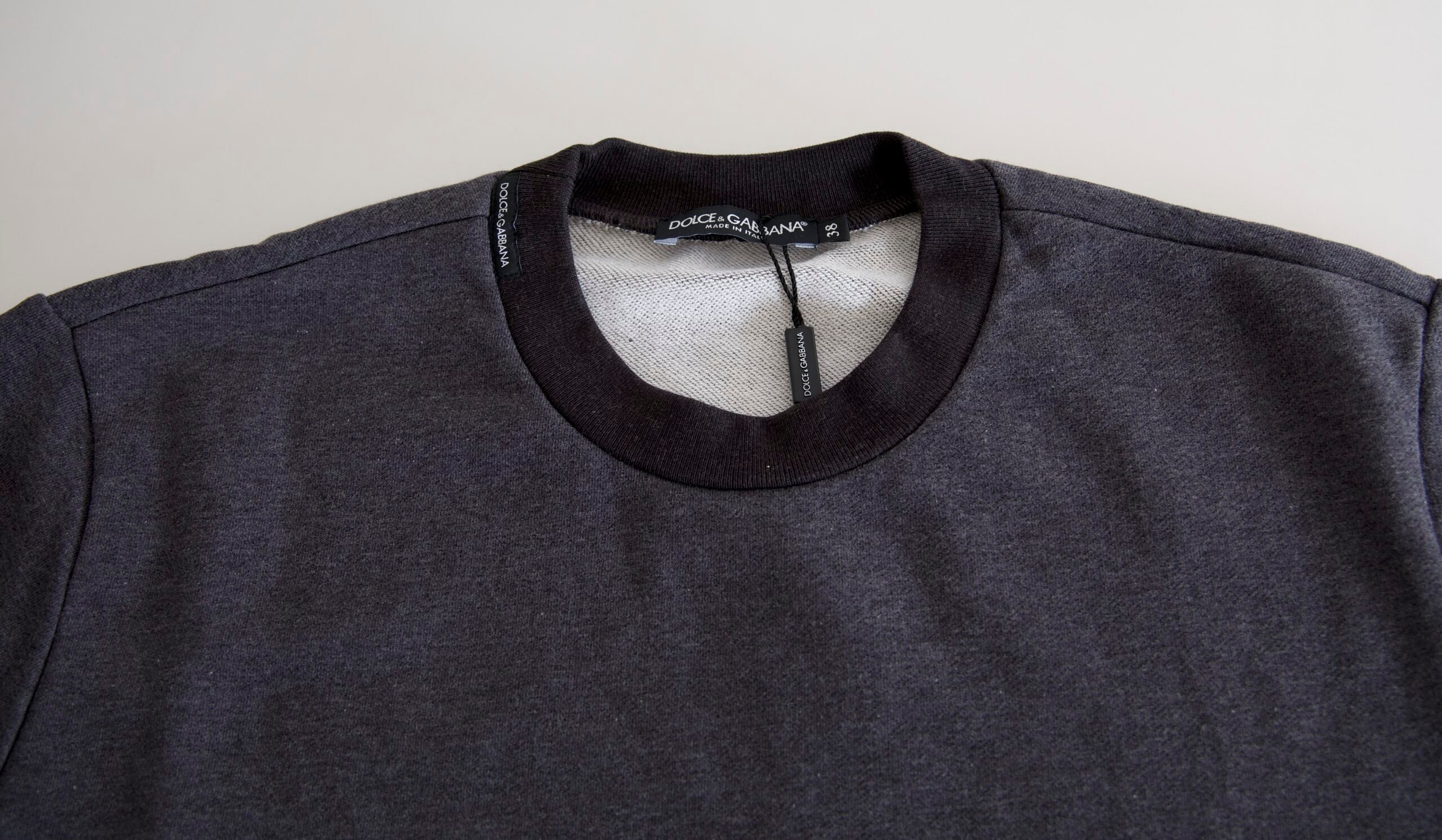 Dolce & Gabbana dark grey cotton crew neck sweater-2