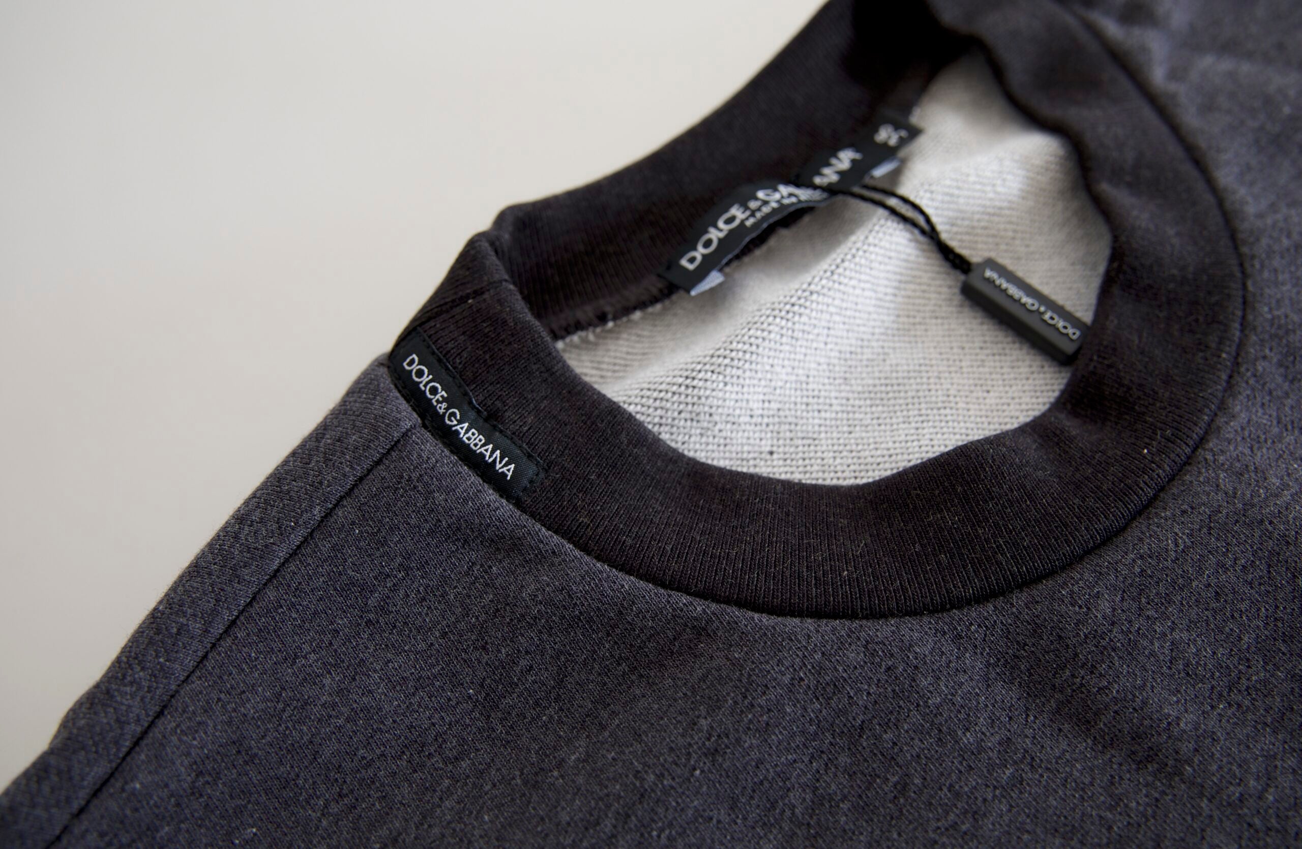 Dolce & Gabbana dark grey cotton crew neck sweater-3